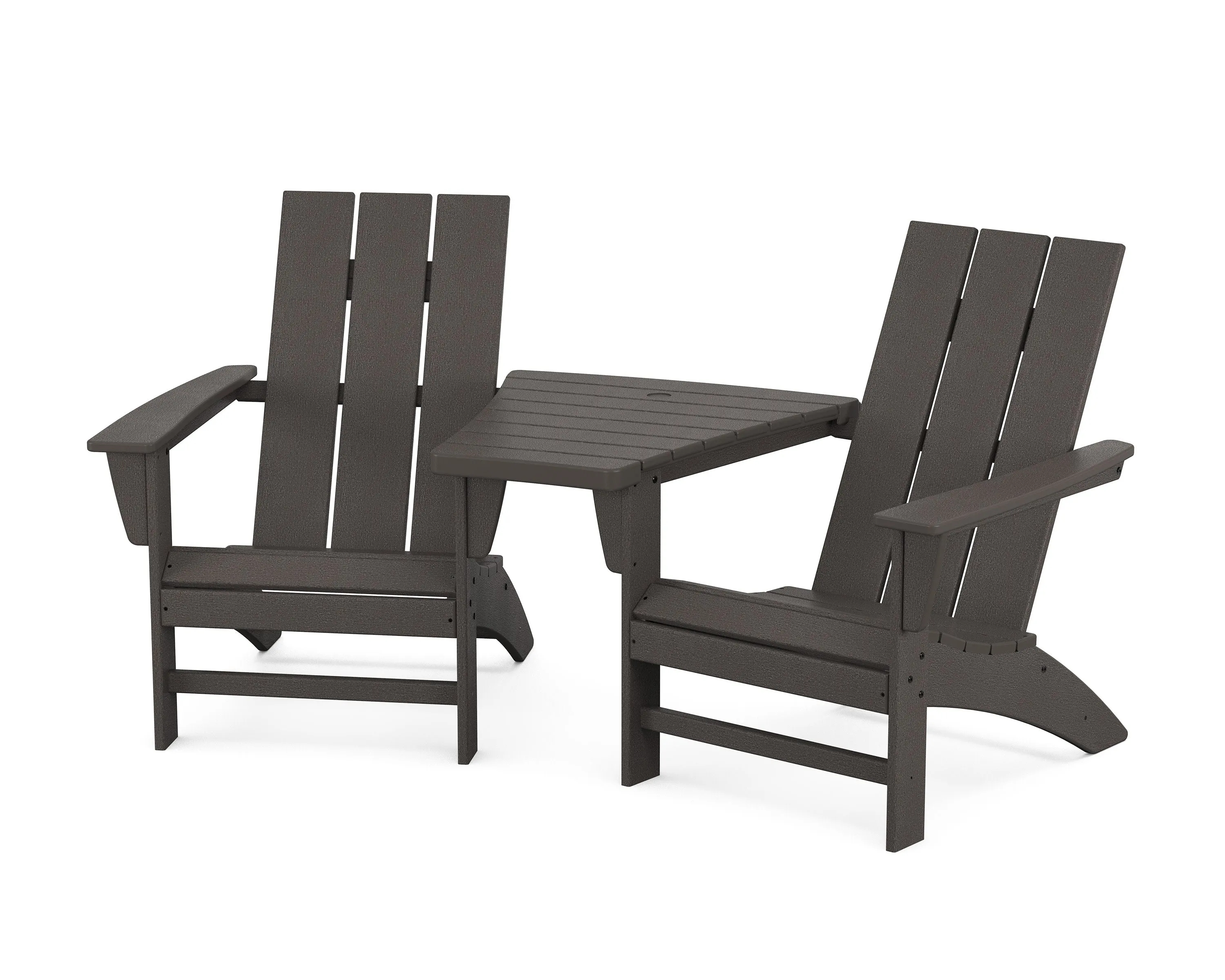 Modern 3-Piece Adirondack Set with Angled Connecting Table