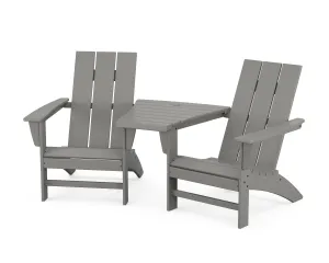 Modern 3-Piece Adirondack Set with Angled Connecting Tableoutdoor patio dining furniture set