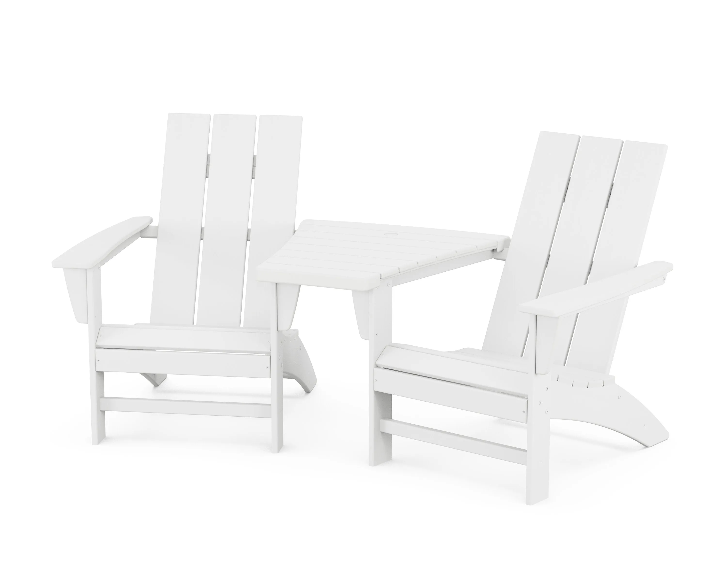 Modern 3-Piece Adirondack Set with Angled Connecting Table