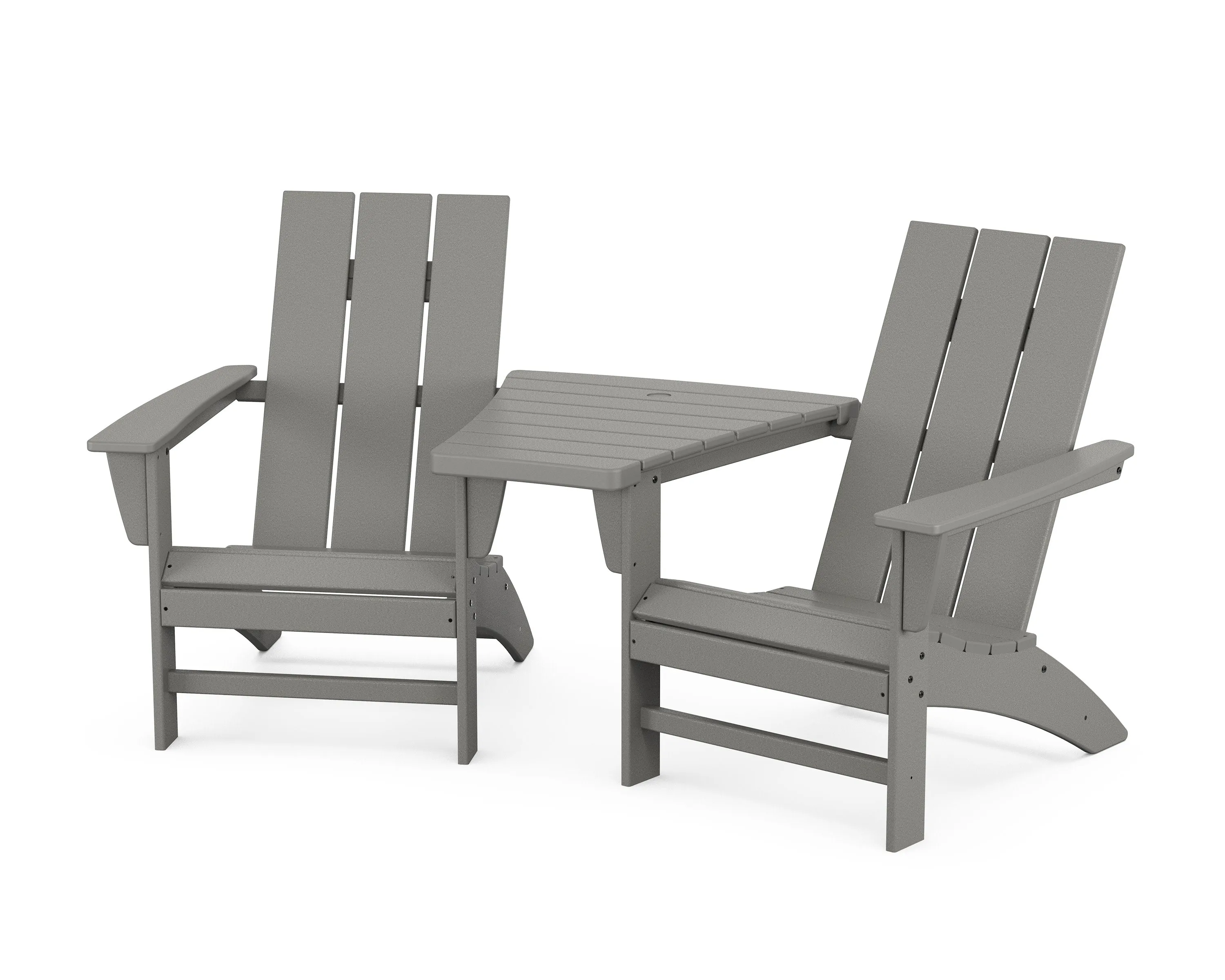 Modern 3-Piece Adirondack Set with Angled Connecting Tableoutdoor patio dining furniture set