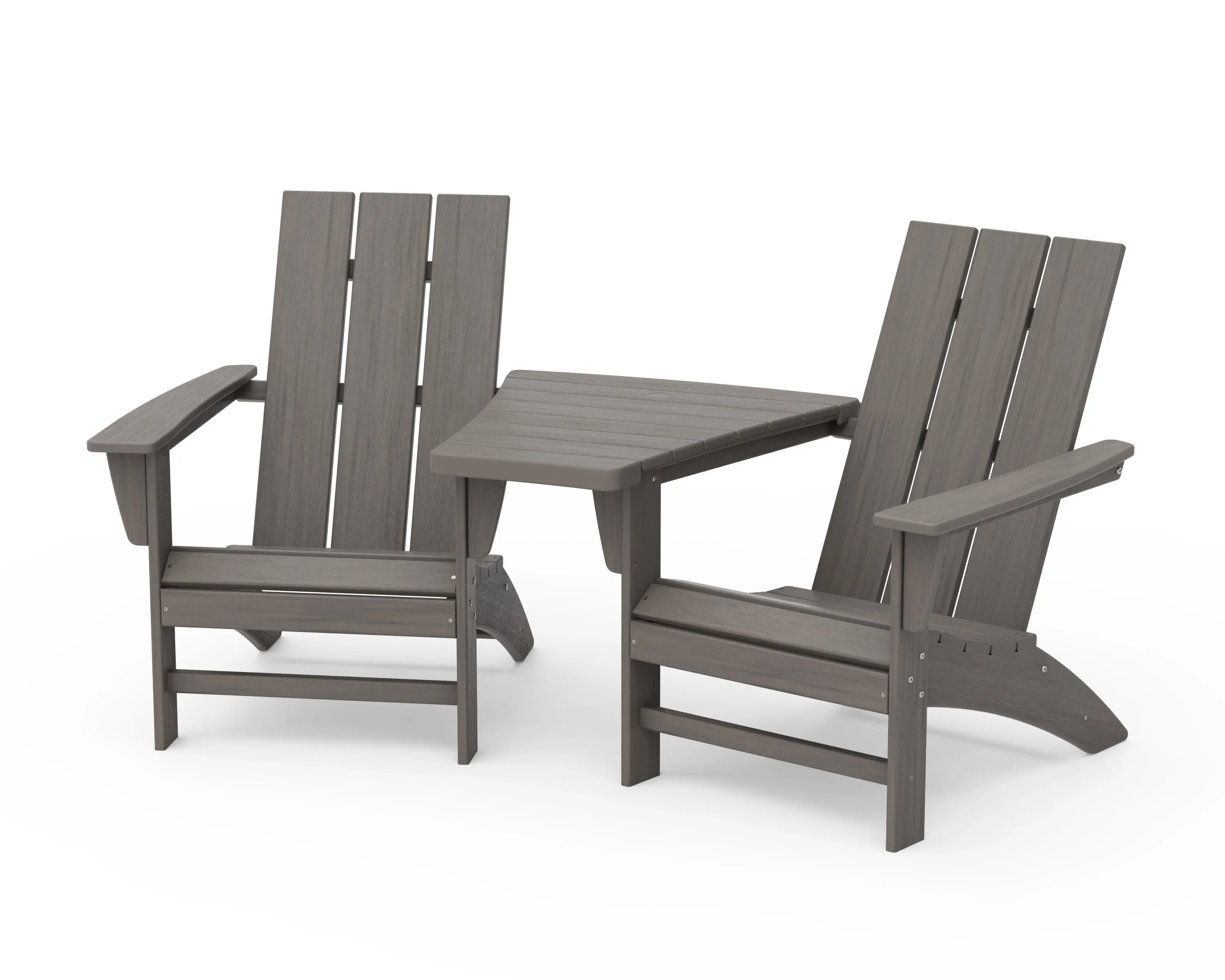Modern 3-Piece Adirondack Set with Angled Connecting Table