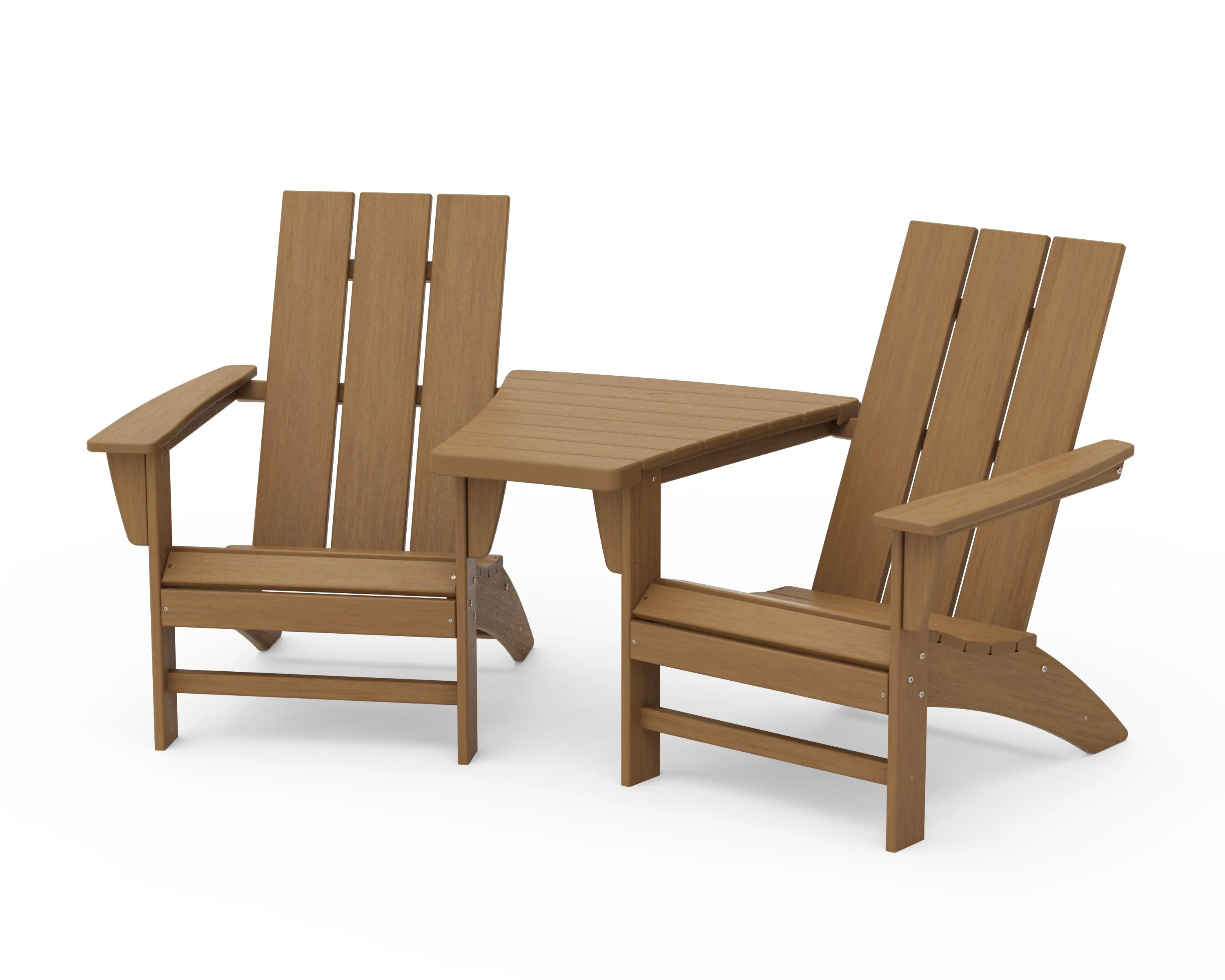 Modern 3-Piece Adirondack Set with Angled Connecting Table