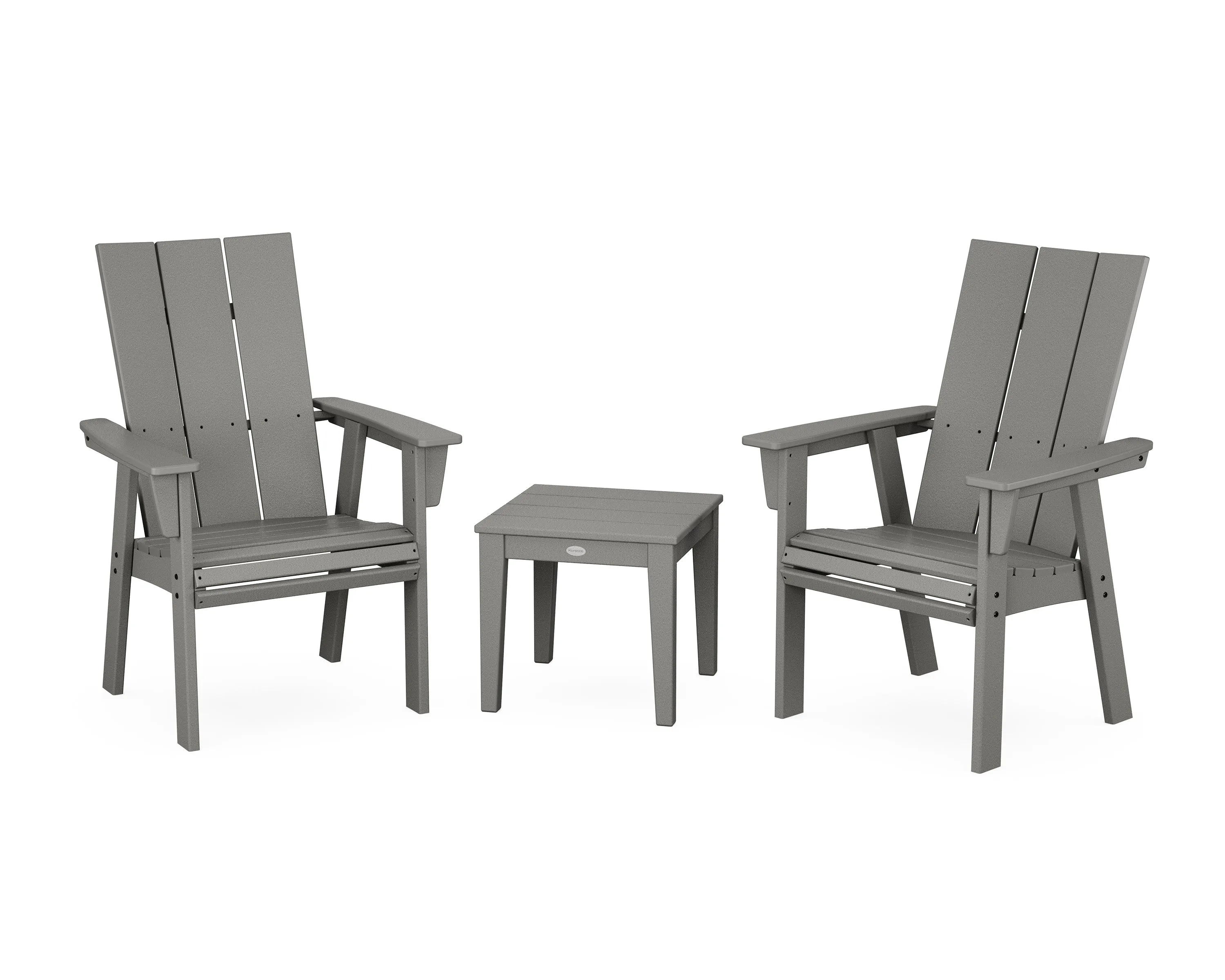 Modern 3-Piece Curveback Upright Adirondack Chair Setoutdoor patio dining furniture set