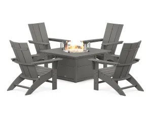 Modern Curveback Adirondack 5-Piece Conversation Set with Fire Pit Tableoutdoor patio dining furniture set