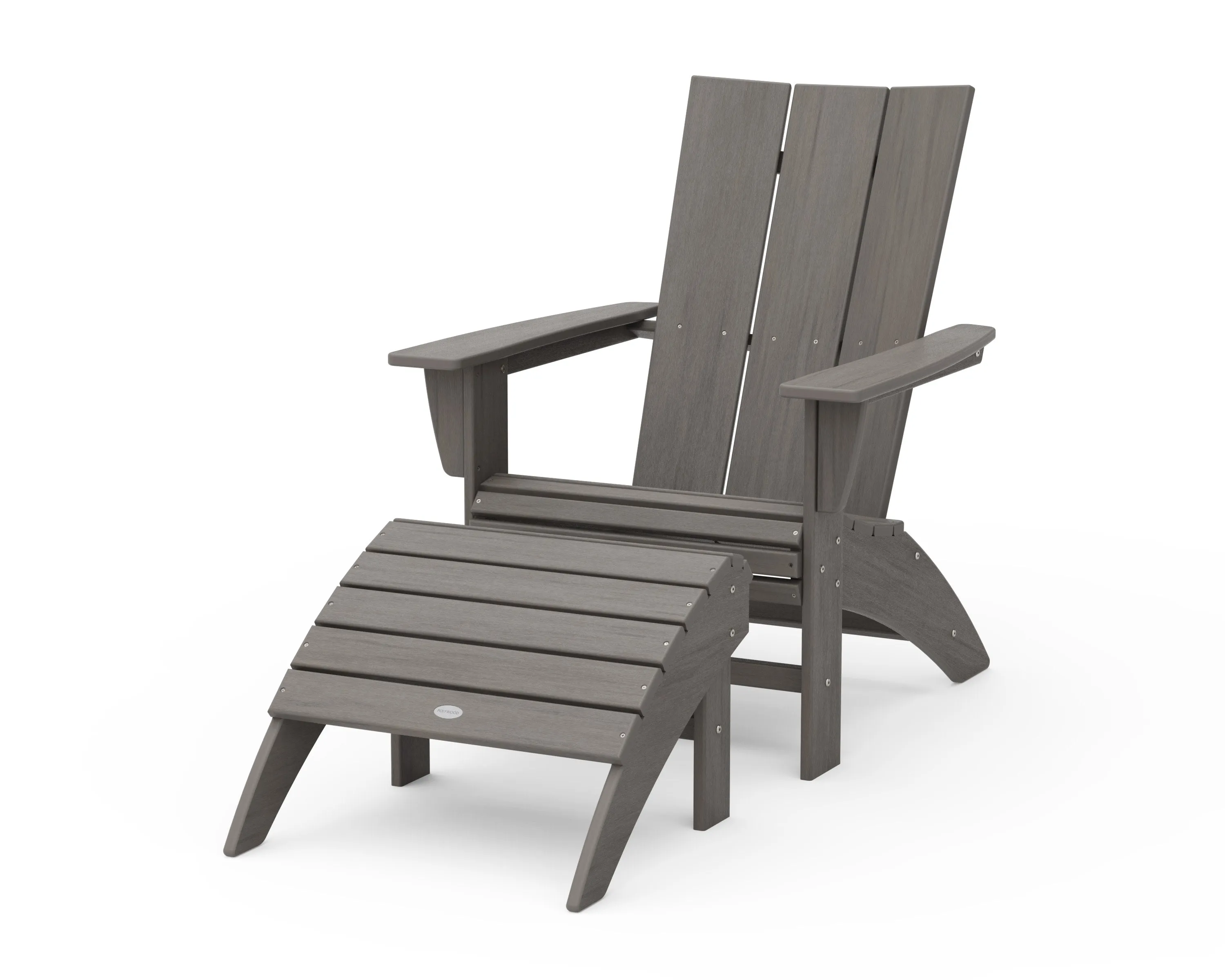 Modern Curveback Adirondack Chair 2-Piece Set with Ottoman