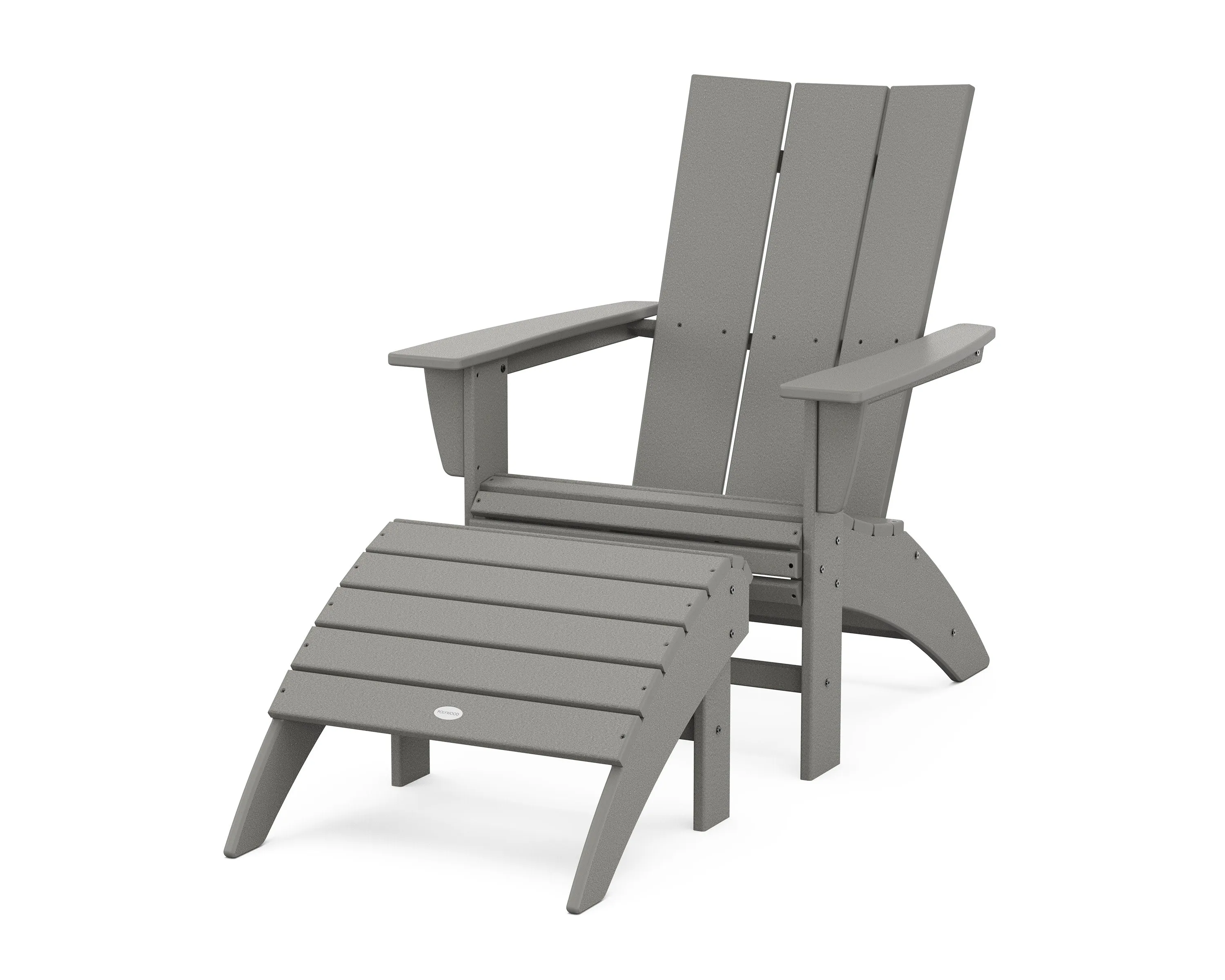 Modern Curveback Adirondack Chair 2-Piece Set with Ottomanoutdoor patio dining furniture set