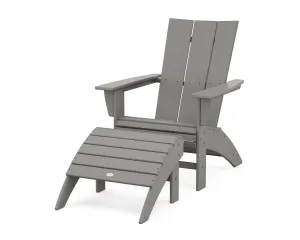 Modern Curveback Adirondack Chair 2-Piece Set with Ottomanoutdoor patio dining furniture set