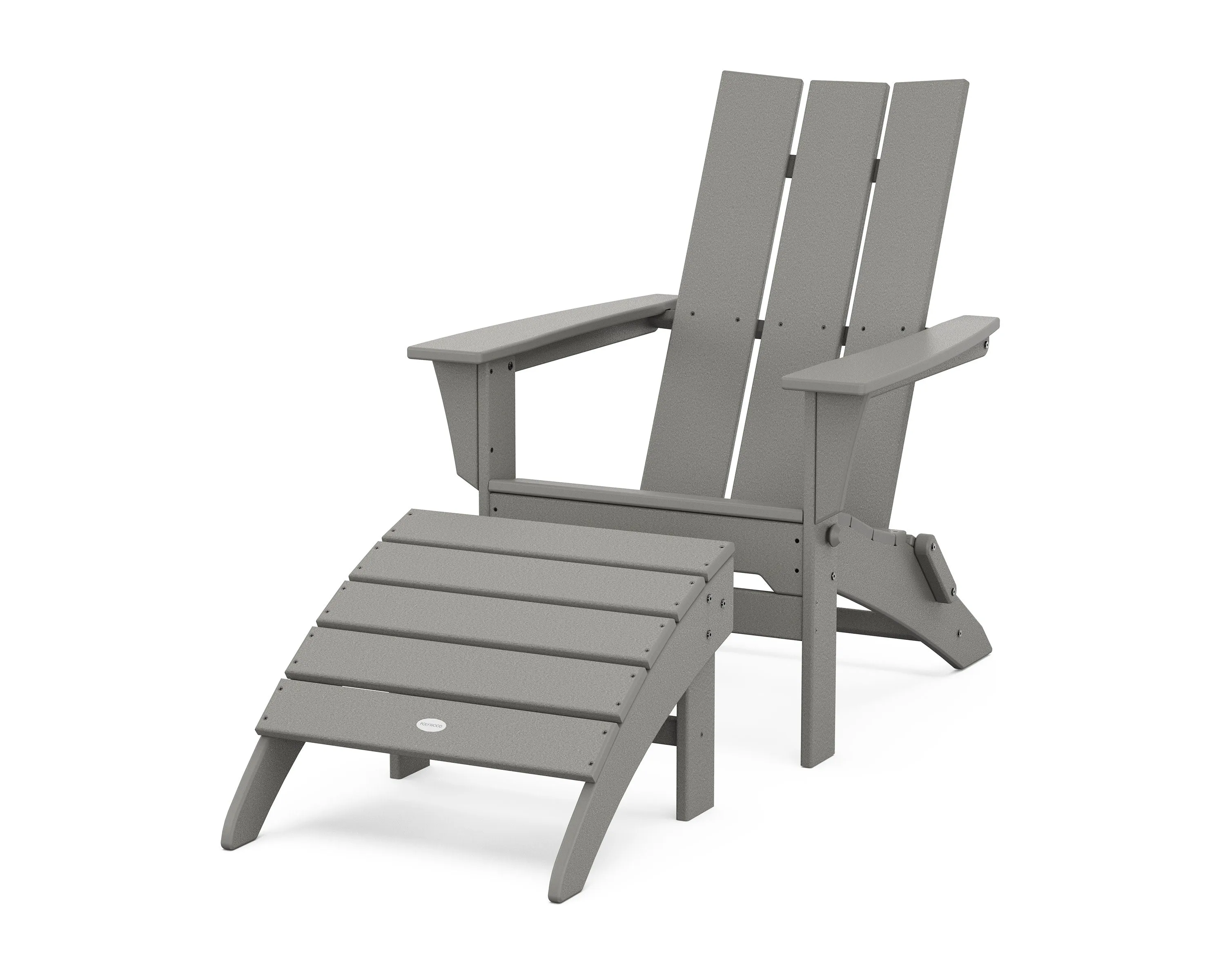 Modern Folding Adirondack Chair 2-Piece Set with Ottomanoutdoor patio dining furniture set