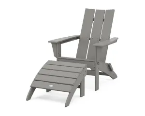 Modern Folding Adirondack Chair 2-Piece Set with Ottomanoutdoor patio dining furniture set