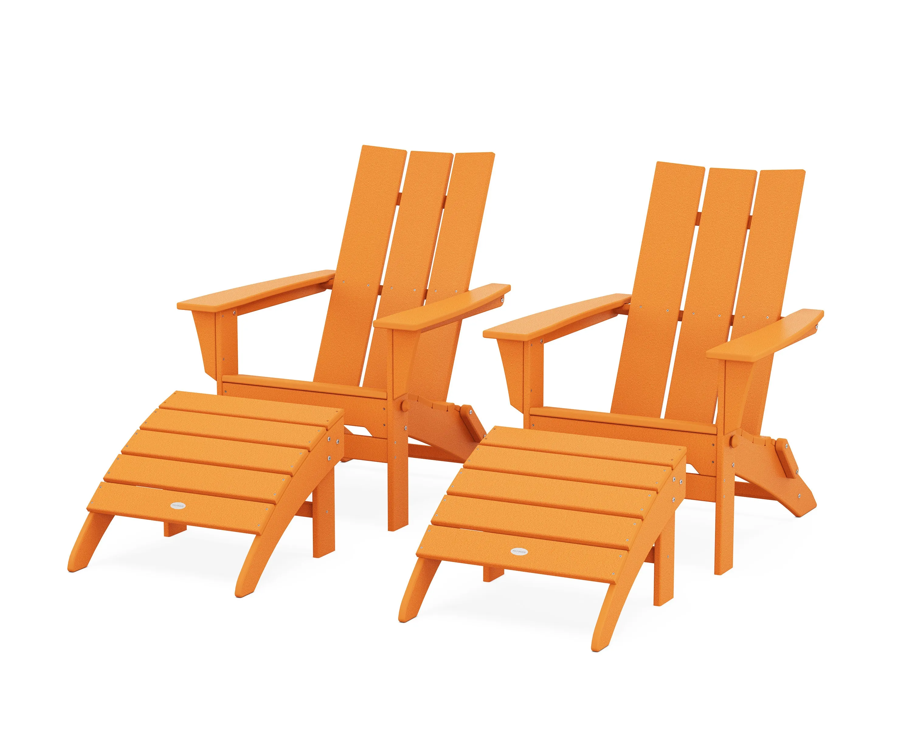 Modern Folding Adirondack Chair 4-Piece Set with Ottomans