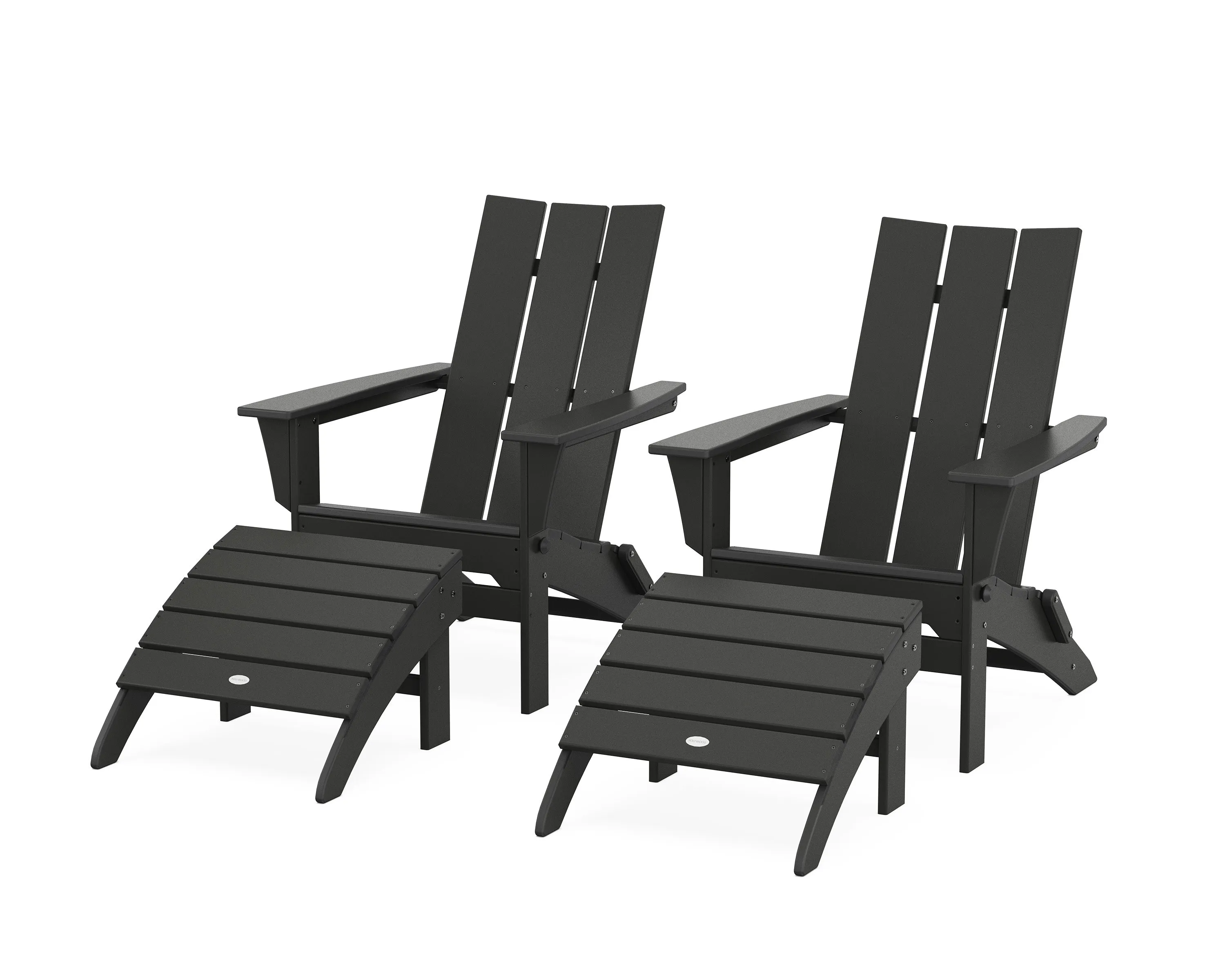 Modern Folding Adirondack Chair 4-Piece Set with Ottomans