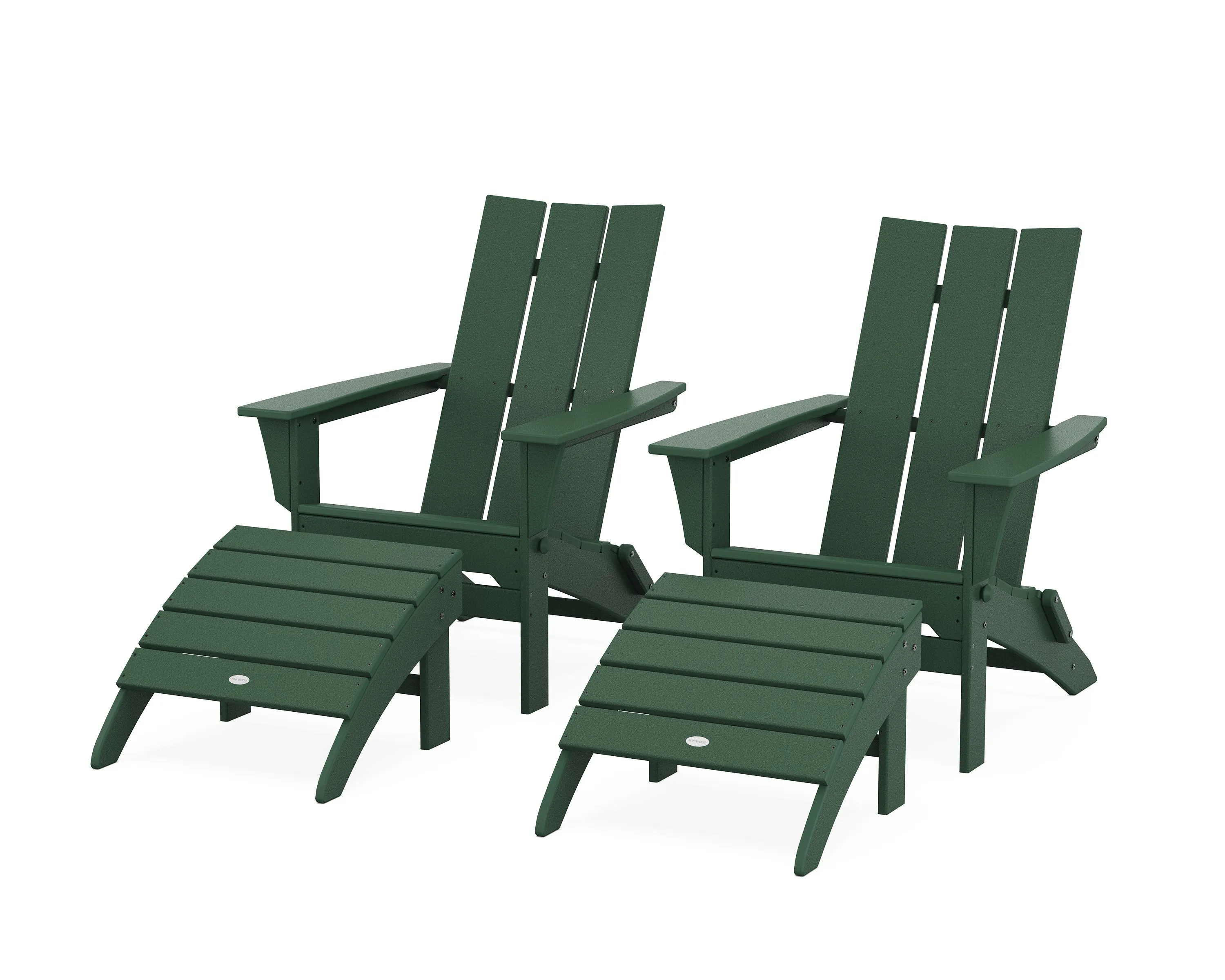 Modern Folding Adirondack Chair 4-Piece Set with Ottomans