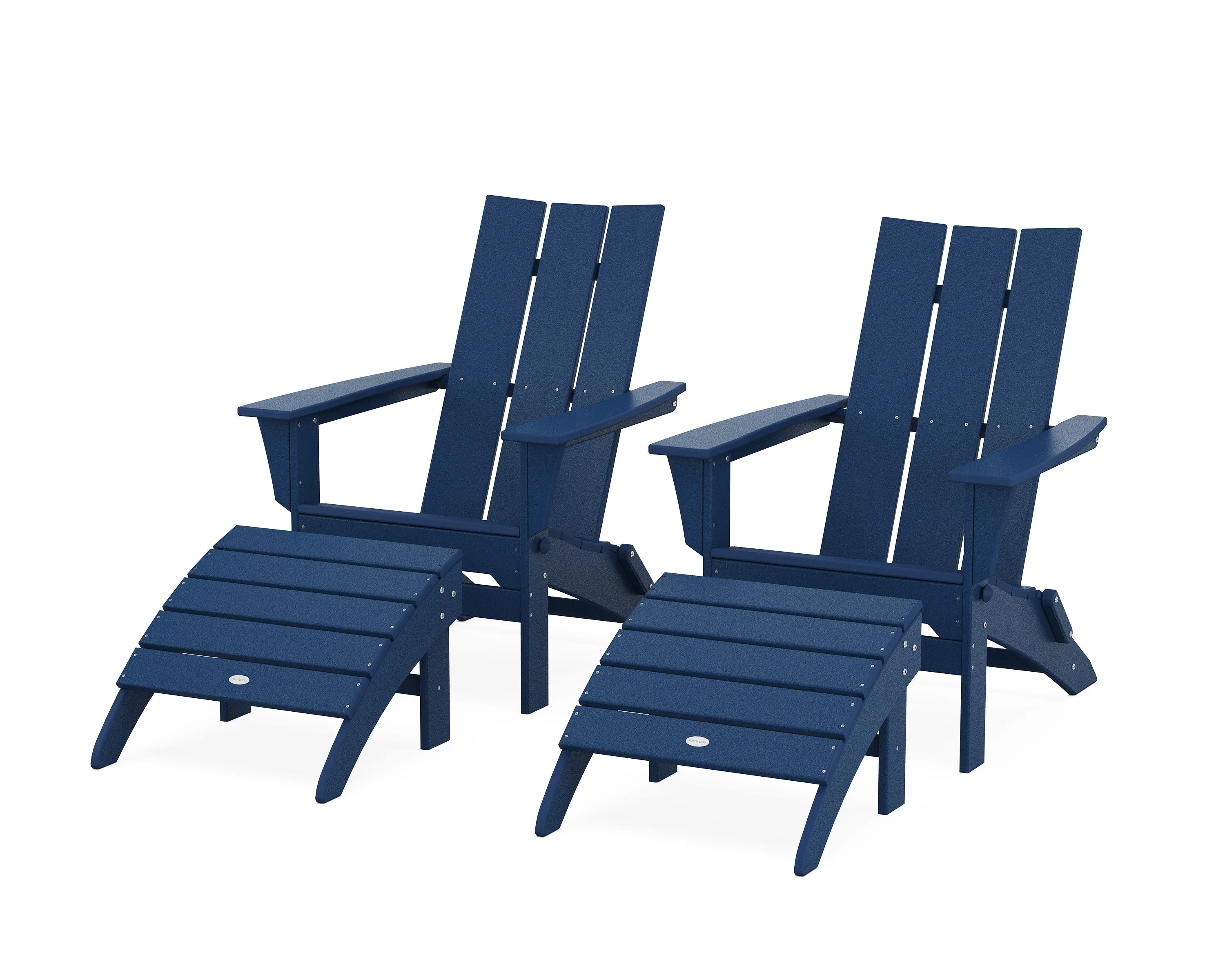 Modern Folding Adirondack Chair 4-Piece Set with Ottomans