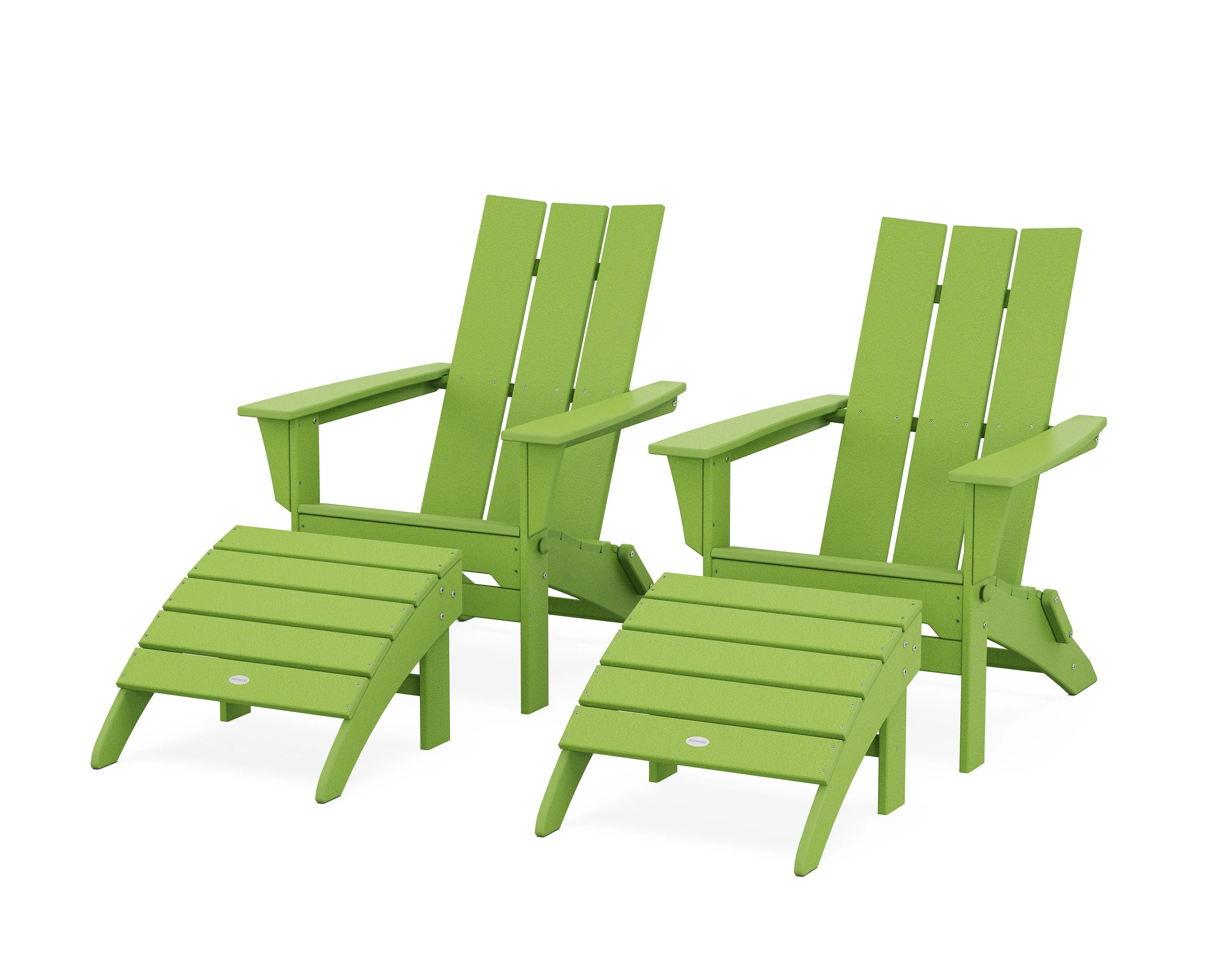 Modern Folding Adirondack Chair 4-Piece Set with Ottomans