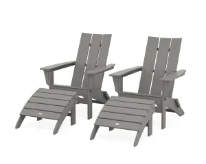 Modern Folding Adirondack Chair 4-Piece Set with Ottomansoutdoor patio dining furniture set