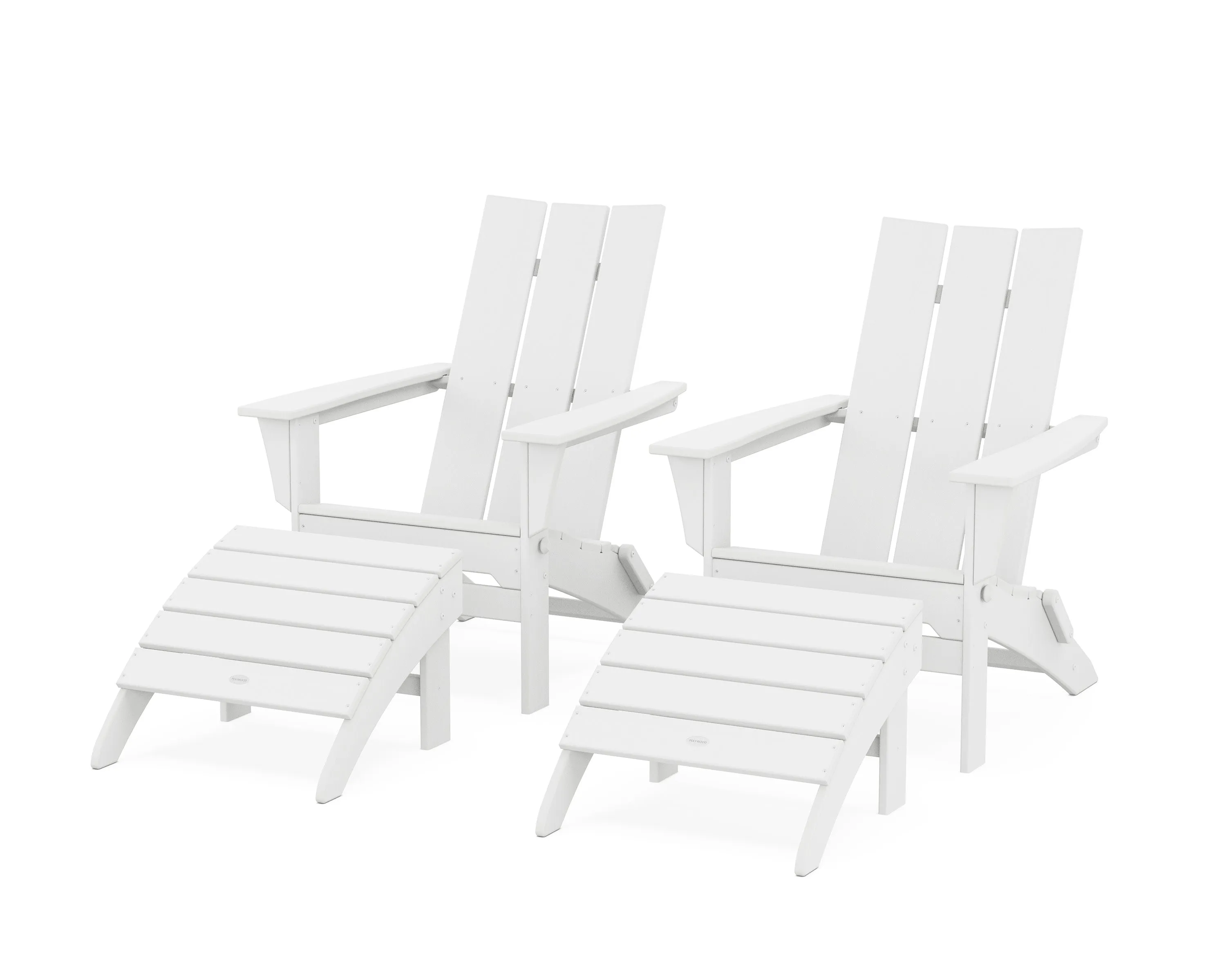 Modern Folding Adirondack Chair 4-Piece Set with Ottomans