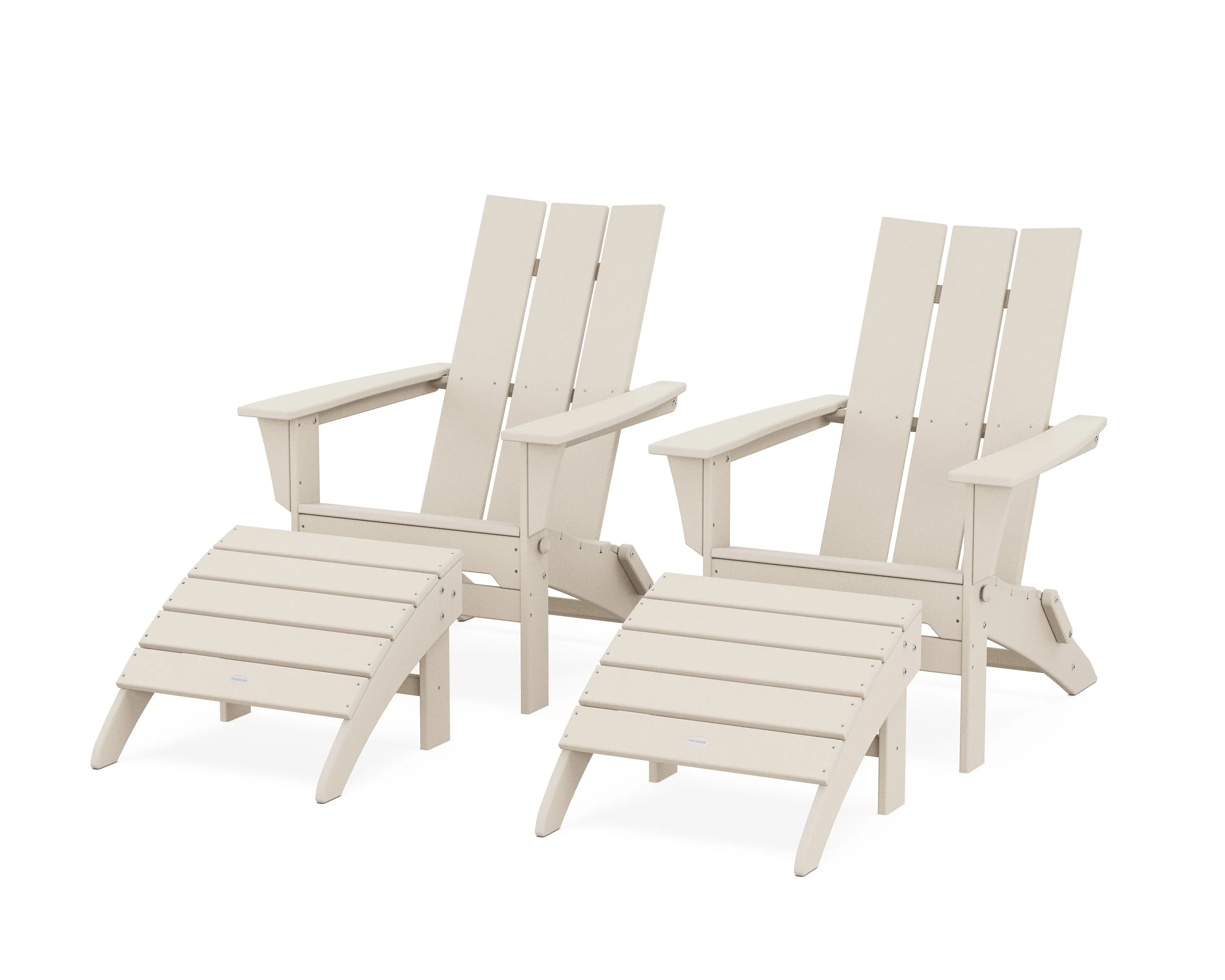 Modern Folding Adirondack Chair 4-Piece Set with Ottomans