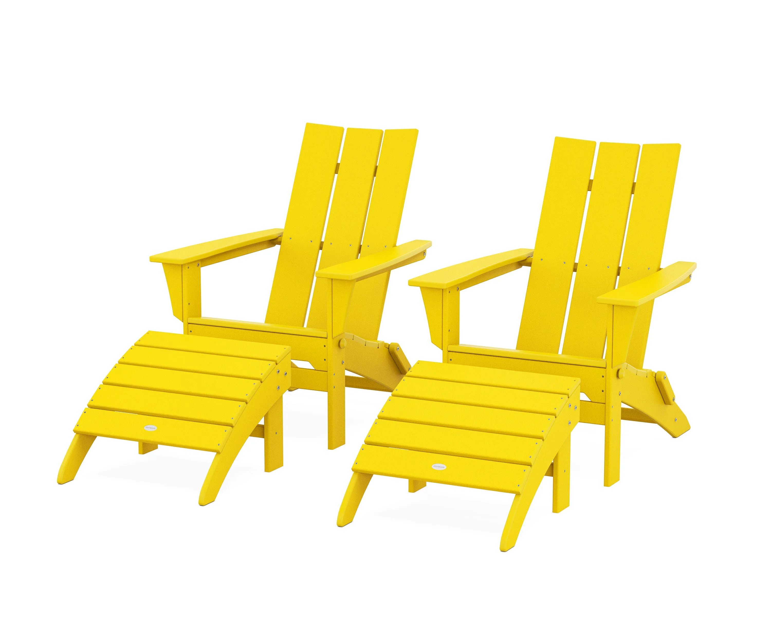 Modern Folding Adirondack Chair 4-Piece Set with Ottomans