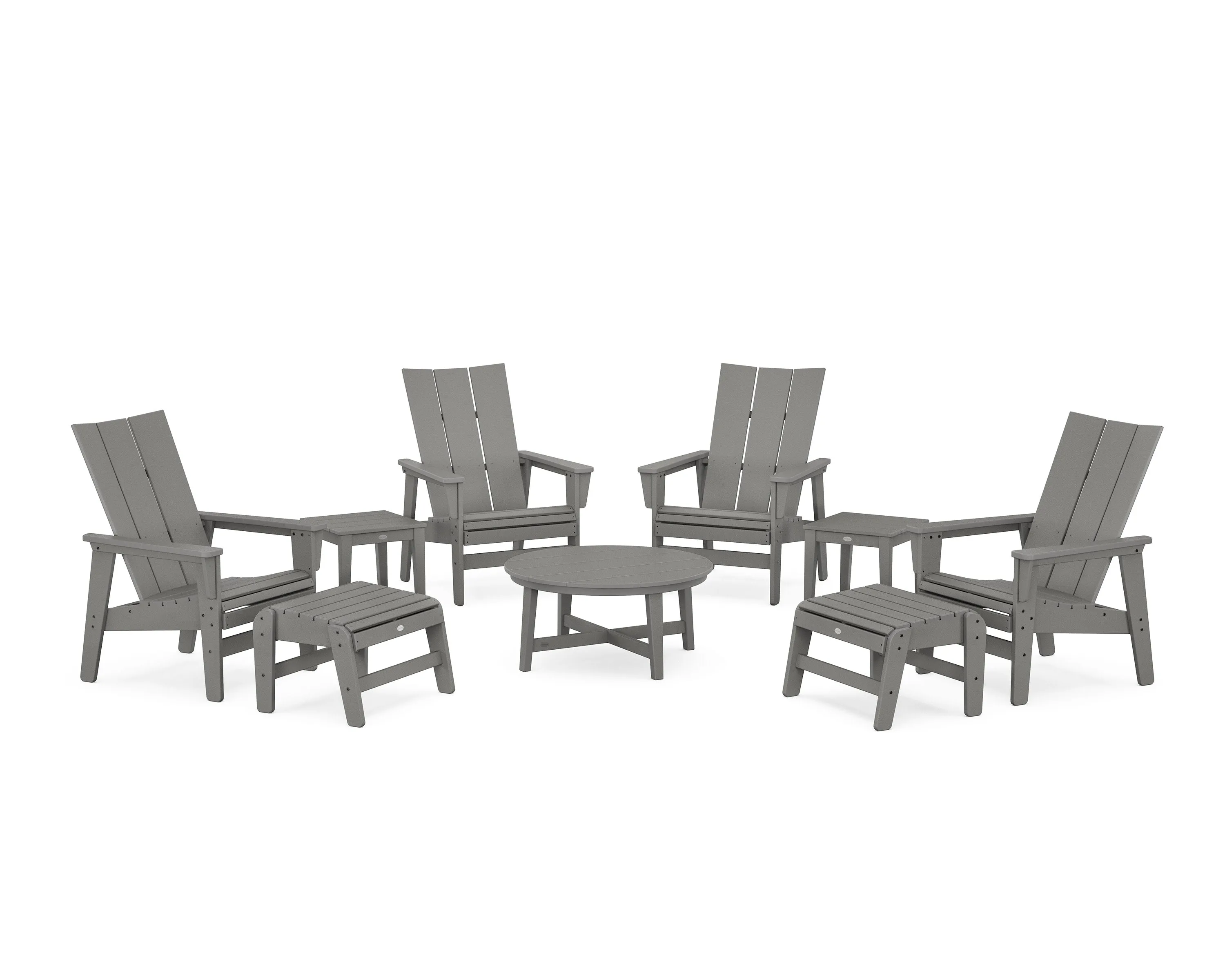 Modern Grand Upright Adirondack 9-Piece Conversation Setoutdoor patio dining furniture set