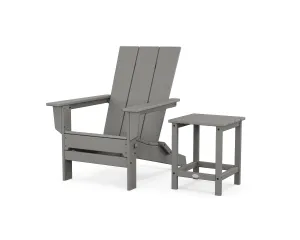 Modern Studio Folding Adirondack Chair with Side Tableoutdoor patio dining furniture set