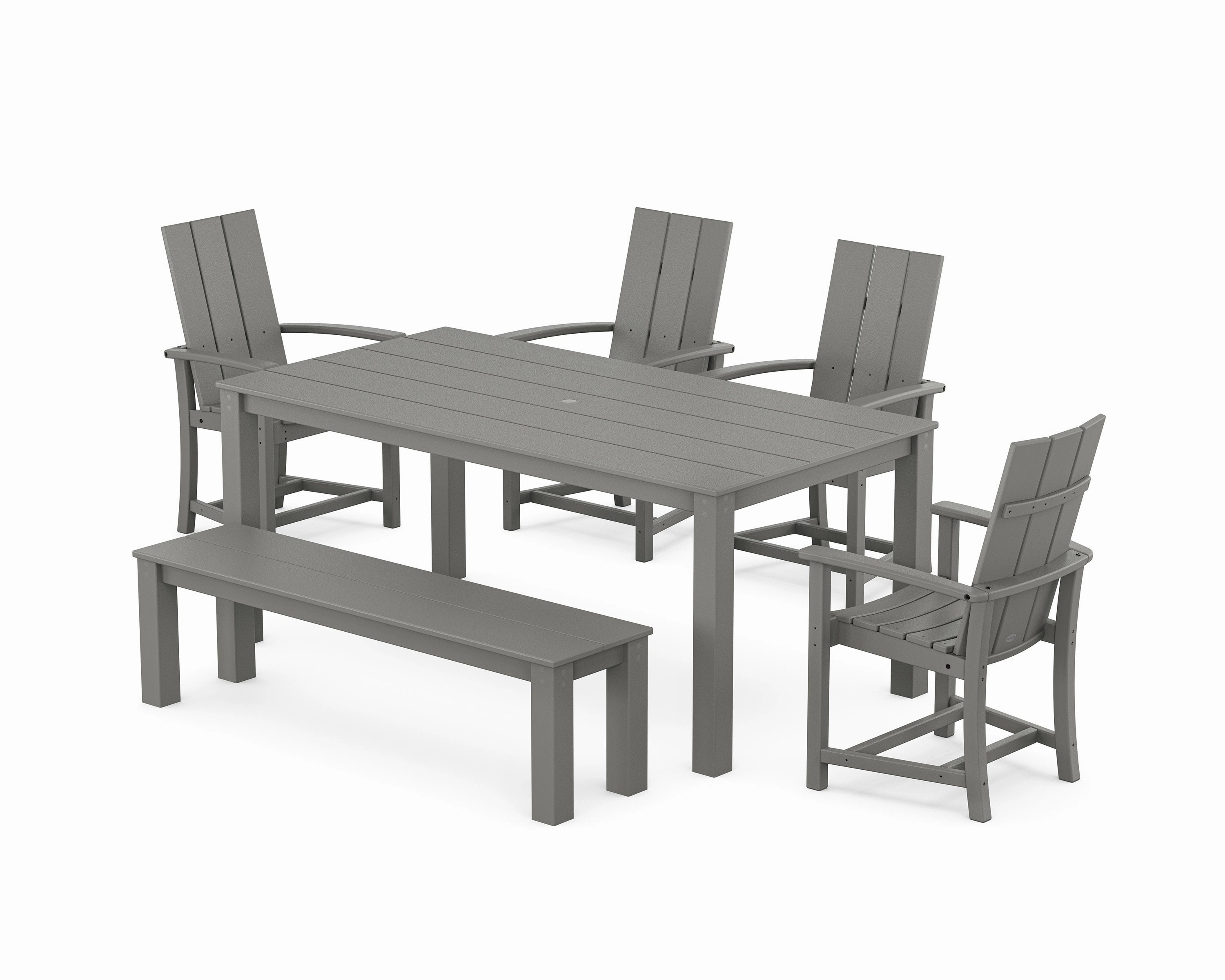 Modern Adirondack 6-Piece Parsons Dining Set with Benchoutdoor patio furniture set