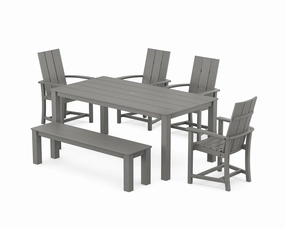 Modern Adirondack 6-Piece Parsons Dining Set with Benchoutdoor patio furniture set