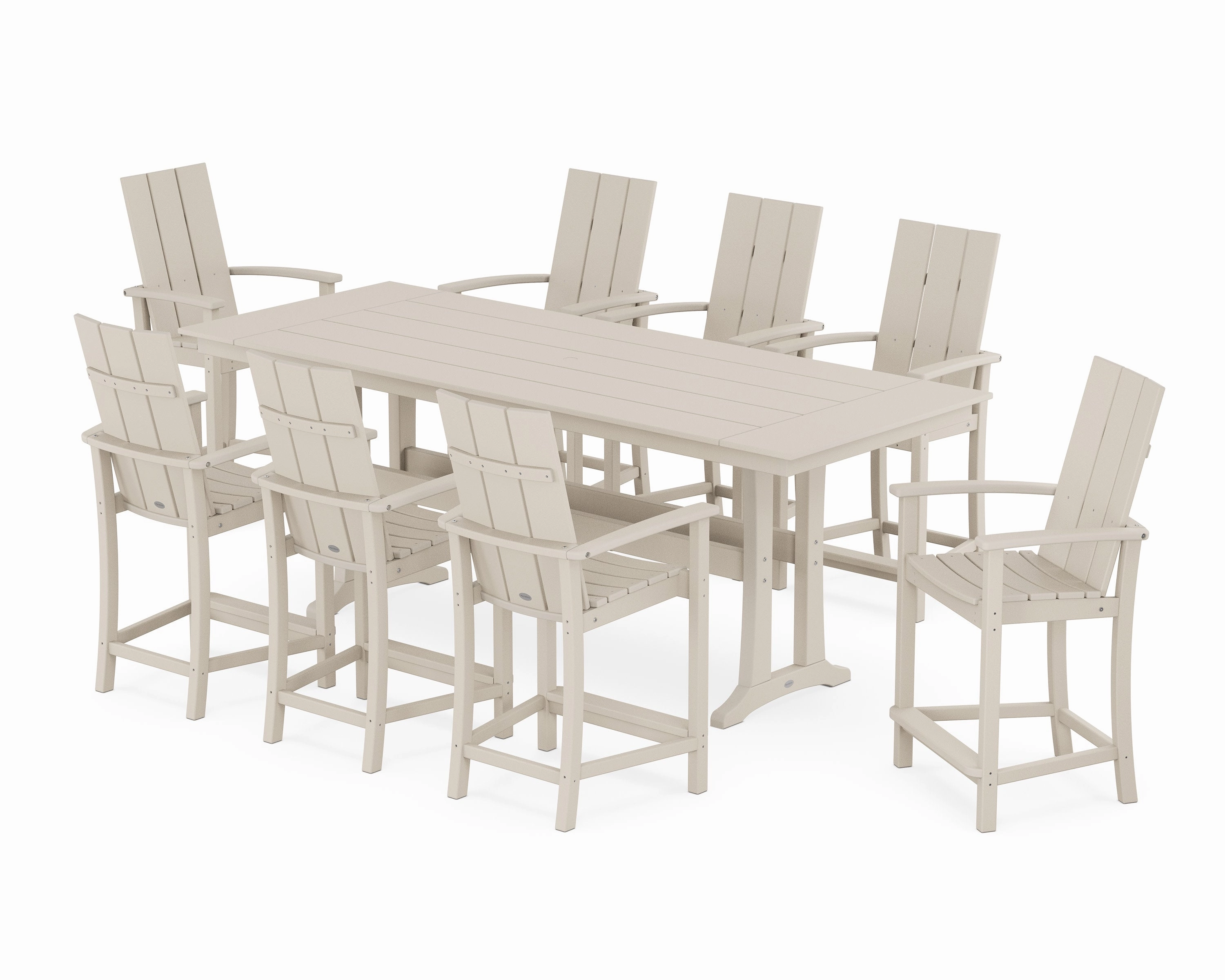 Modern Adirondack 9-Piece Farmhouse Counter Set with Trestle Legs