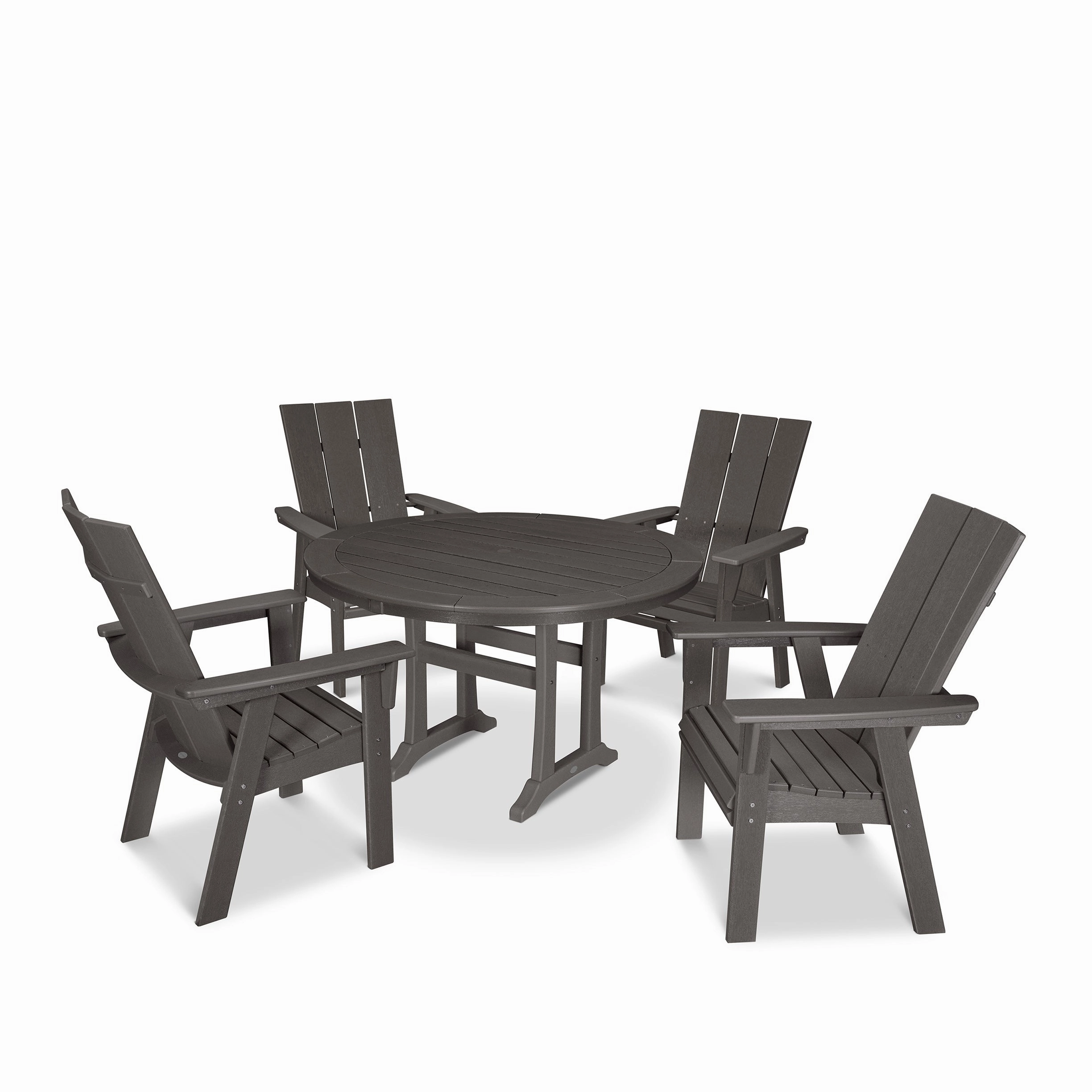 Modern Curveback Adirondack 5-Piece Nautical Trestle Dining Set
