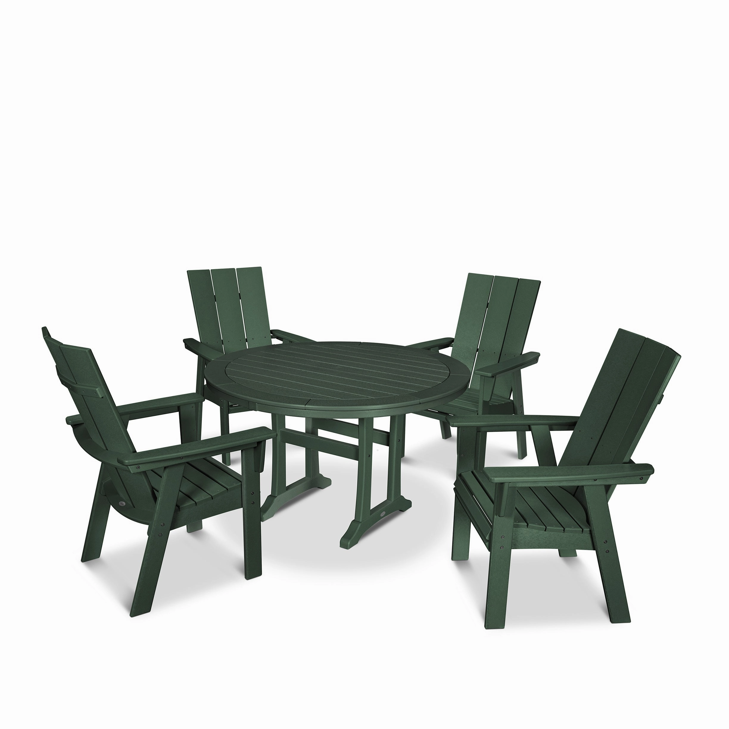 Modern Curveback Adirondack 5-Piece Nautical Trestle Dining Set