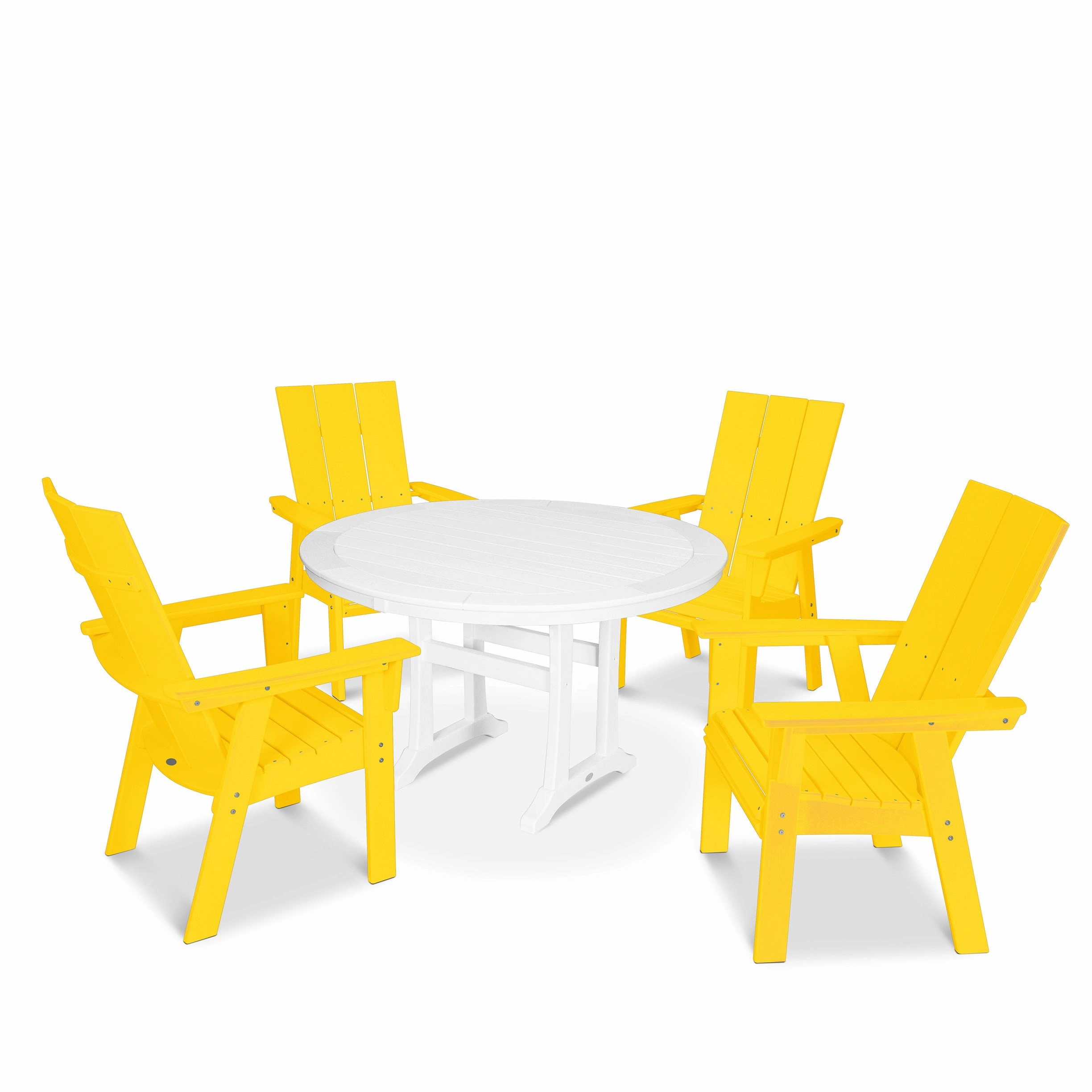 Modern Curveback Adirondack 5-Piece Nautical Trestle Dining Set