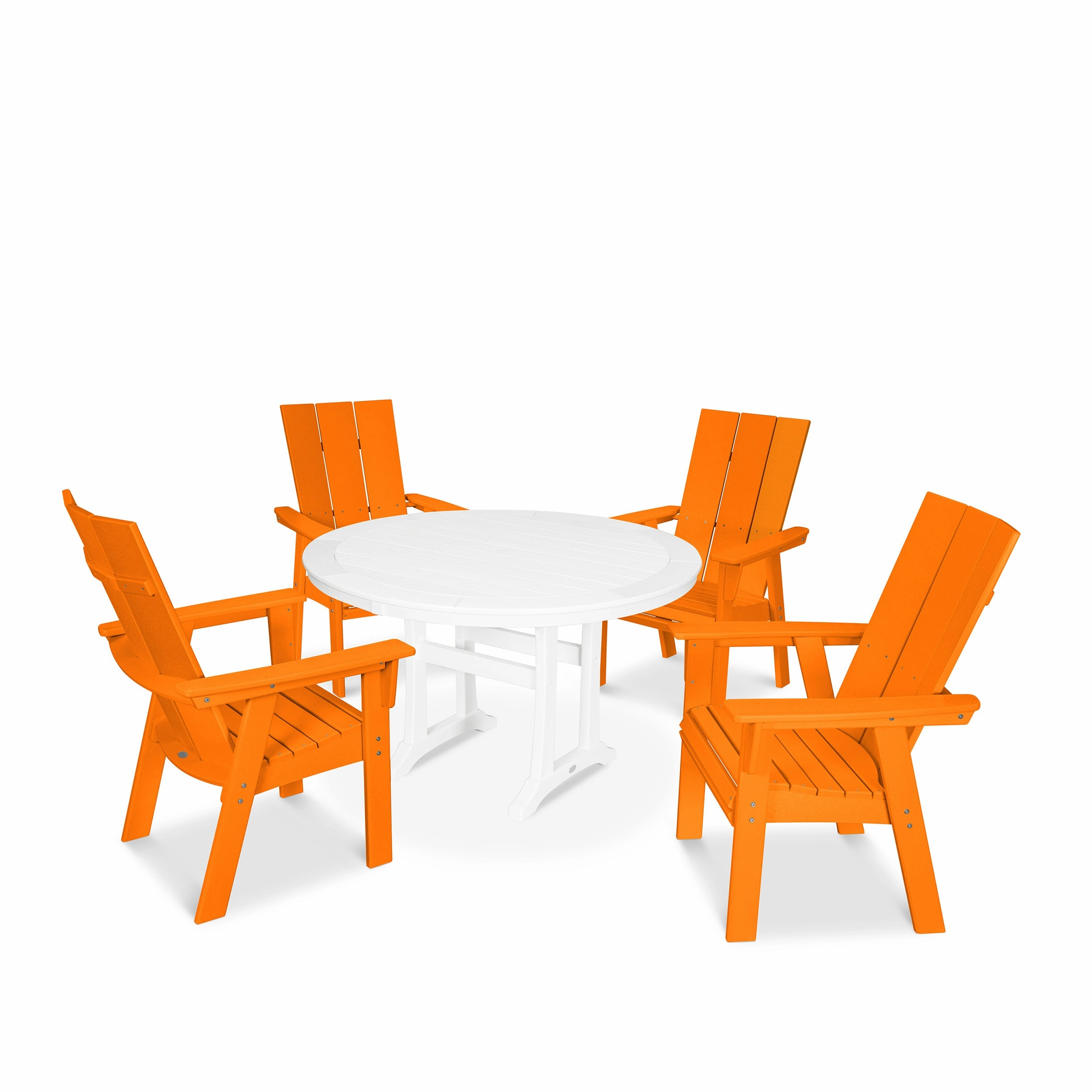 Modern Curveback Adirondack 5-Piece Nautical Trestle Dining Set