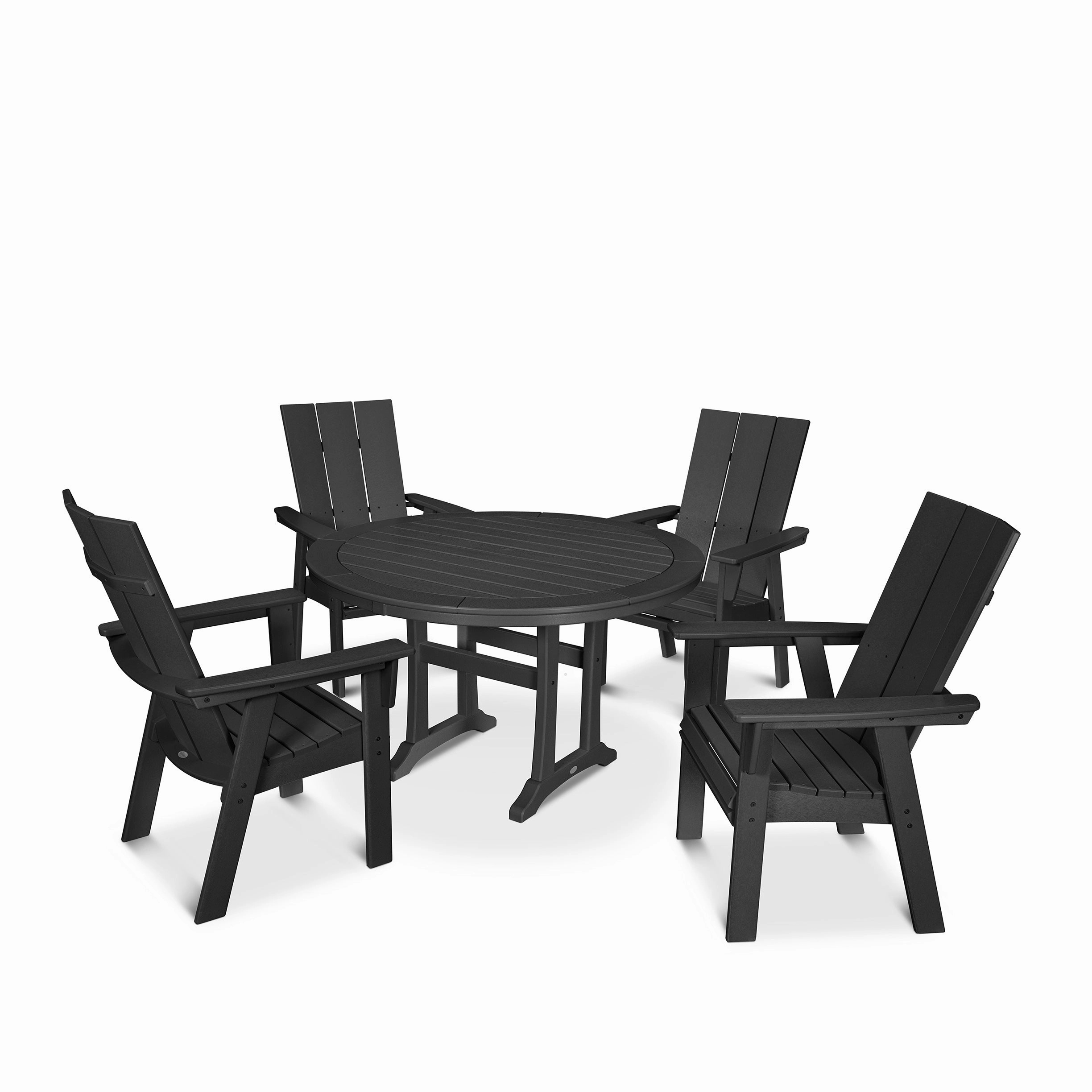 Modern Curveback Adirondack 5-Piece Nautical Trestle Dining Set