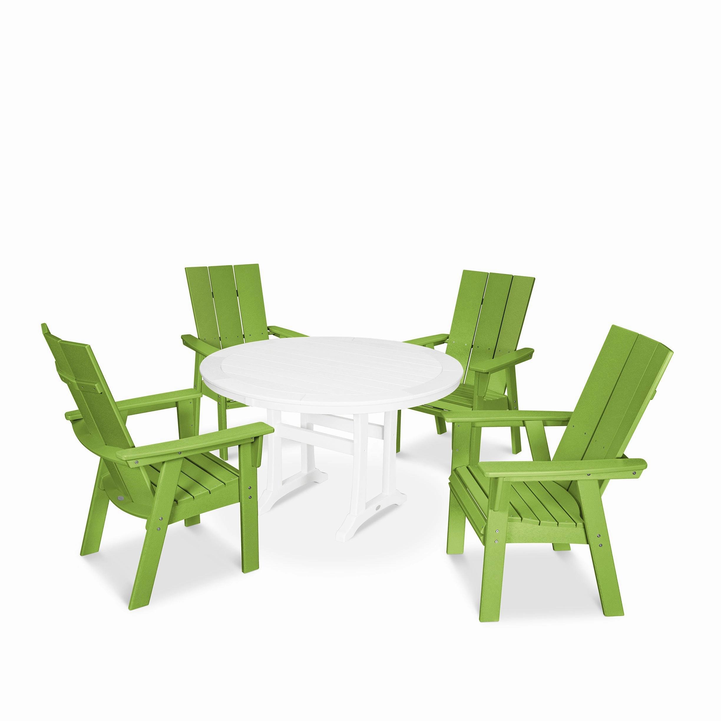 Modern Curveback Adirondack 5-Piece Nautical Trestle Dining Set