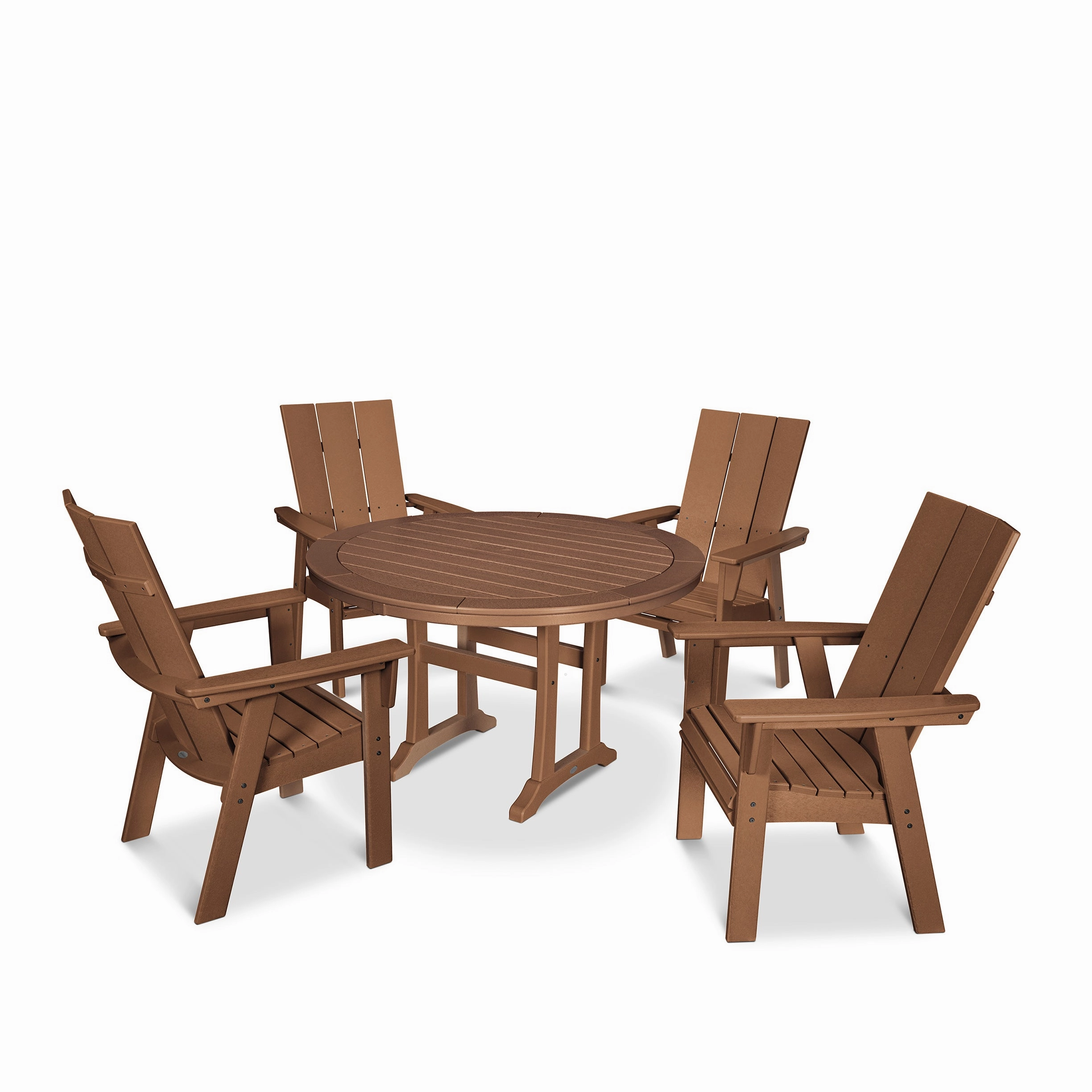 Modern Curveback Adirondack 5-Piece Nautical Trestle Dining Set