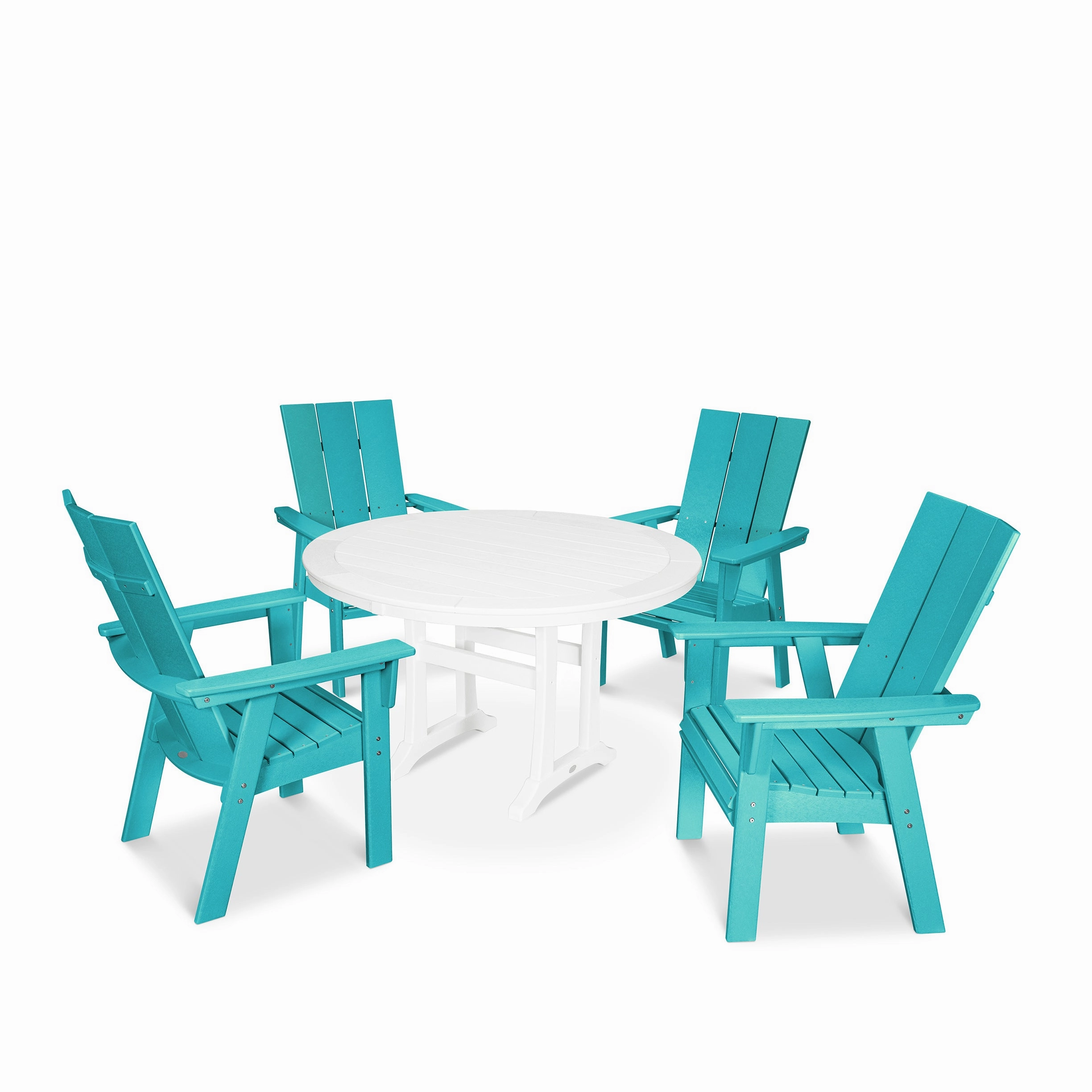 Modern Curveback Adirondack 5-Piece Nautical Trestle Dining Set