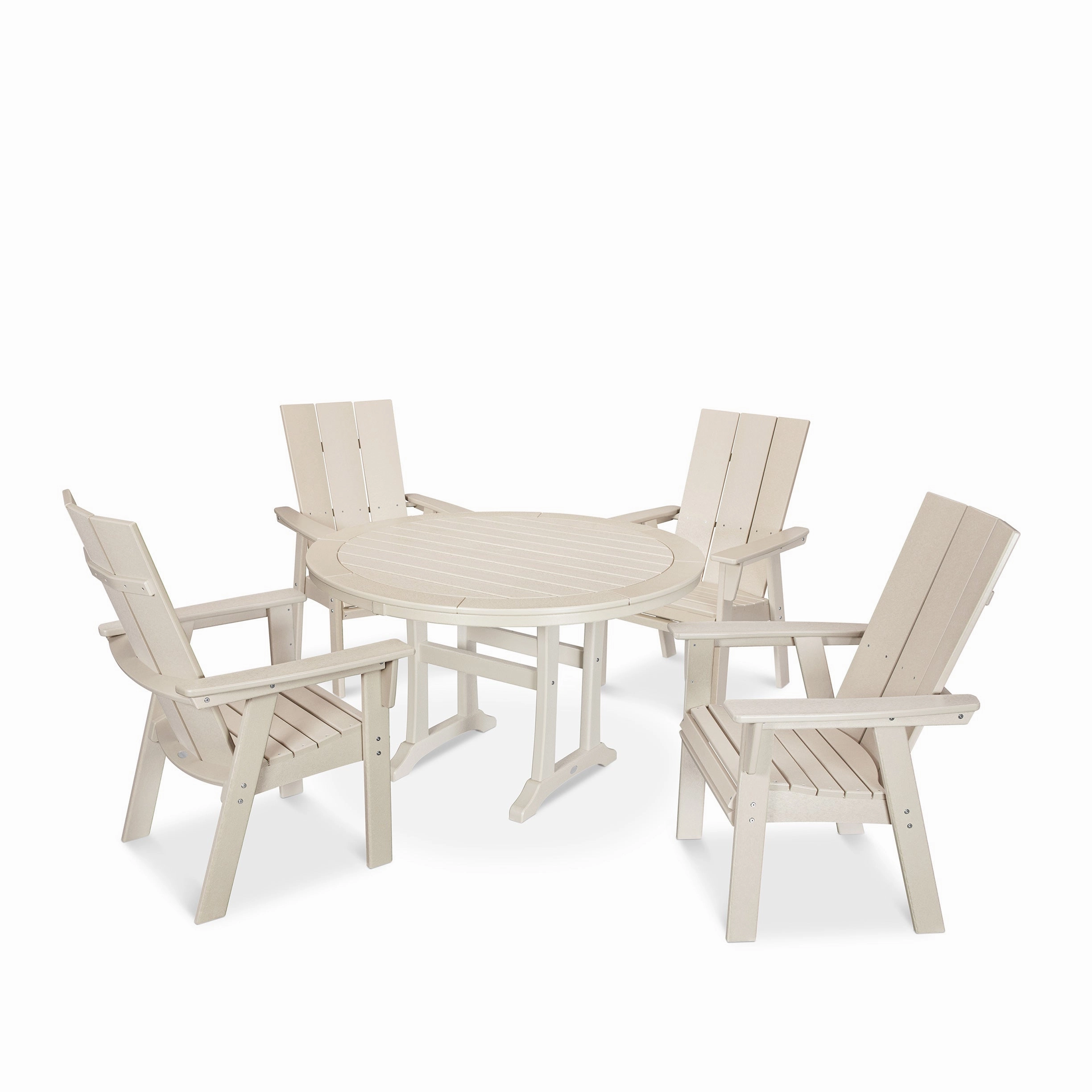 Modern Curveback Adirondack 5-Piece Nautical Trestle Dining Set
