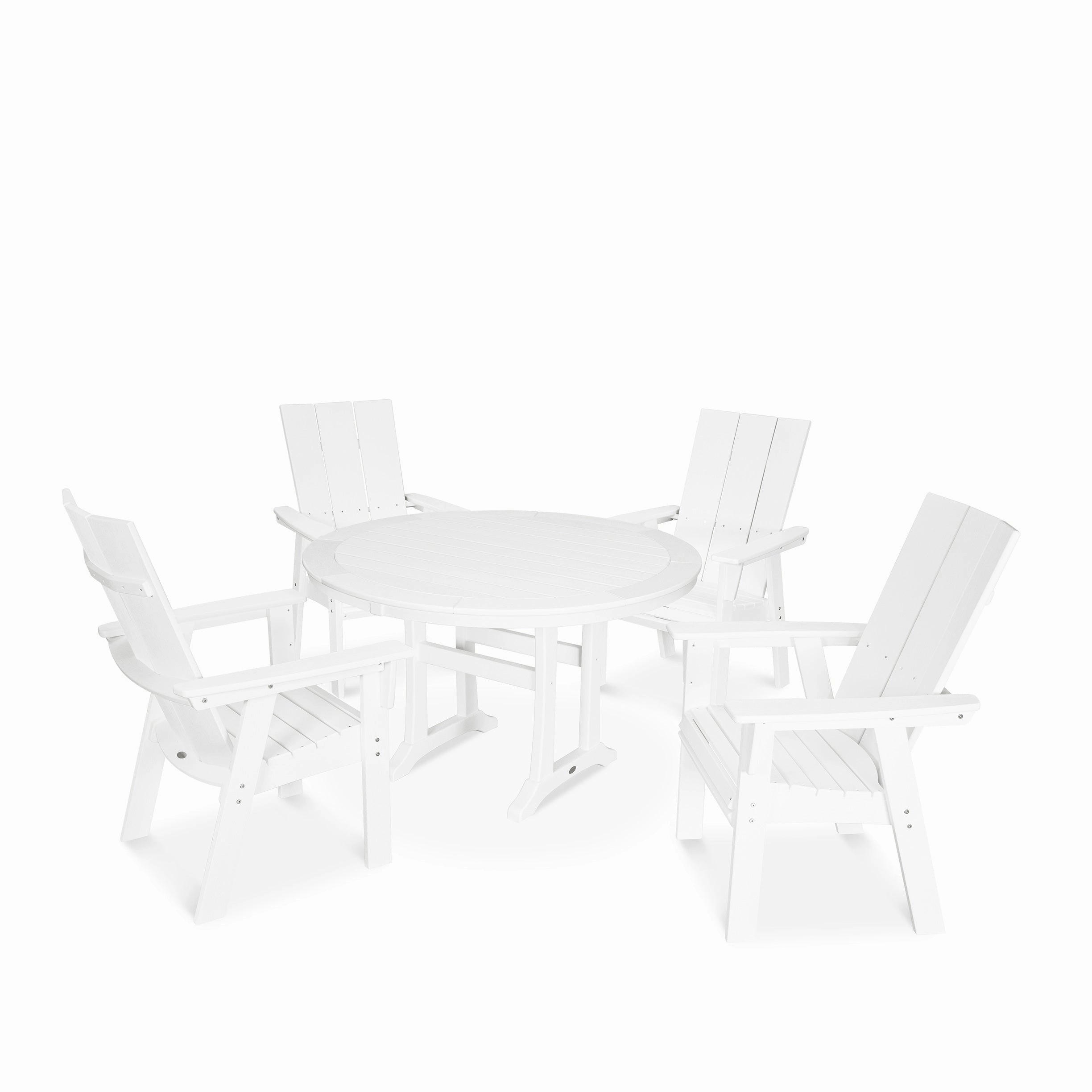 Modern Curveback Adirondack 5-Piece Nautical Trestle Dining Set