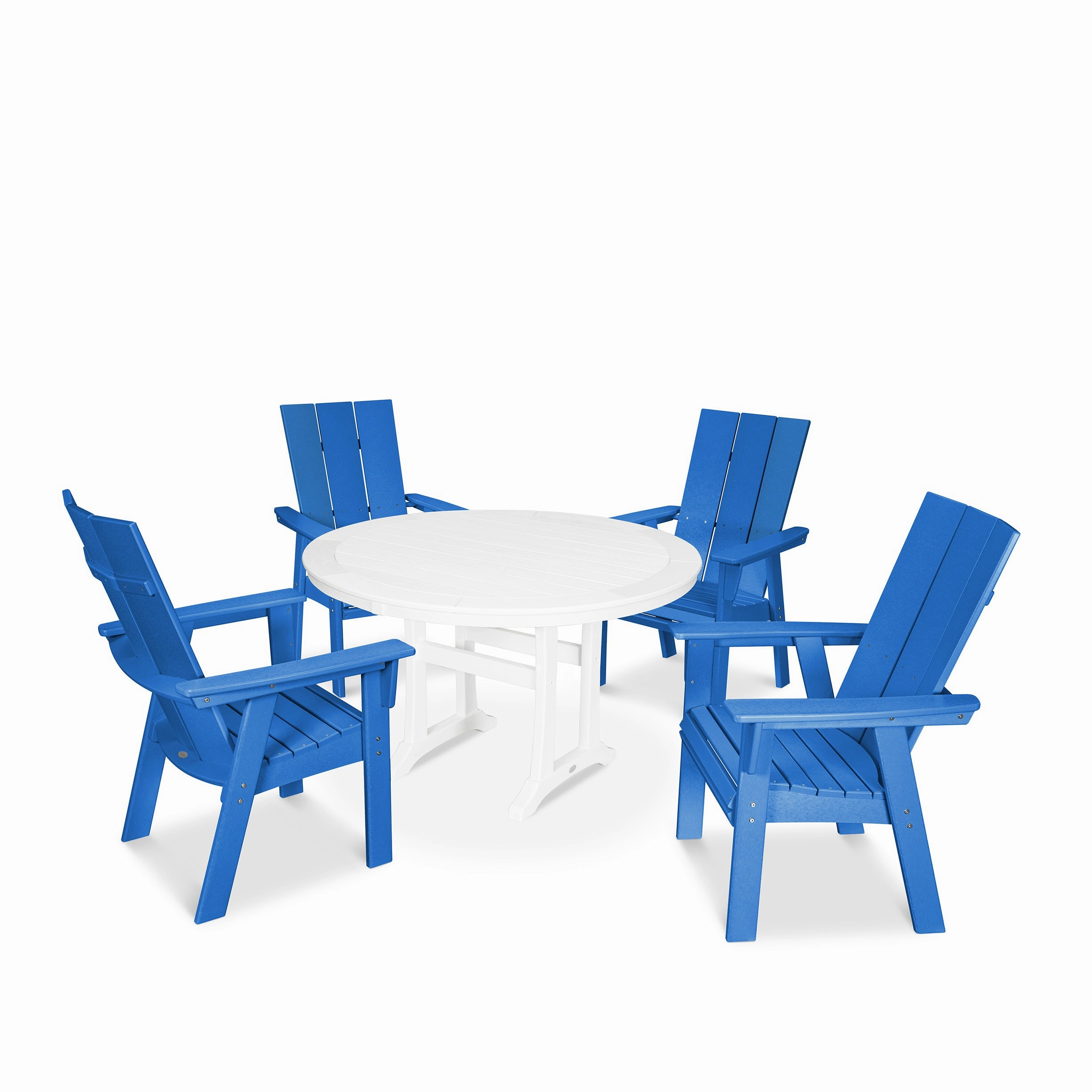 Modern Curveback Adirondack 5-Piece Nautical Trestle Dining Set