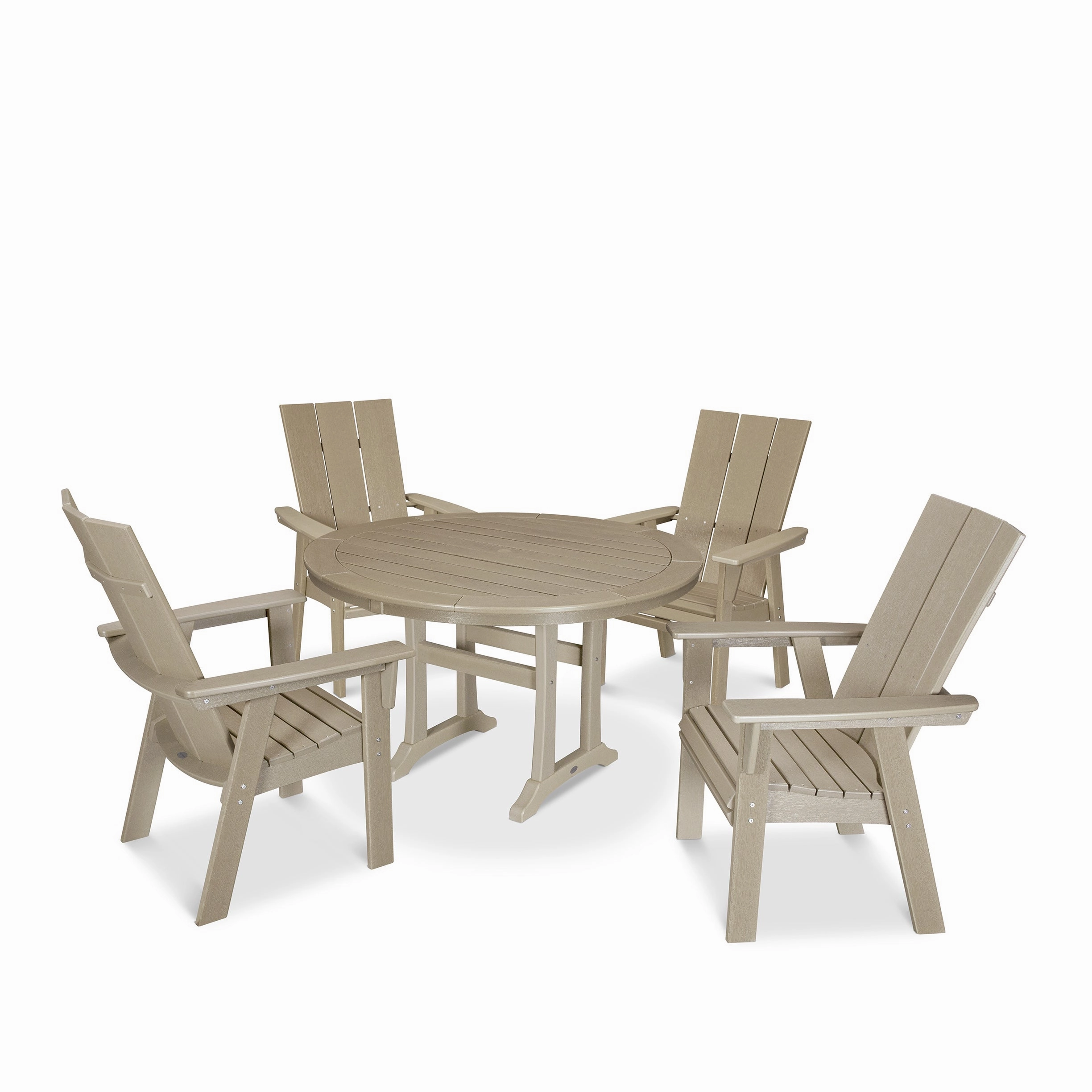 Modern Curveback Adirondack 5-Piece Nautical Trestle Dining Set