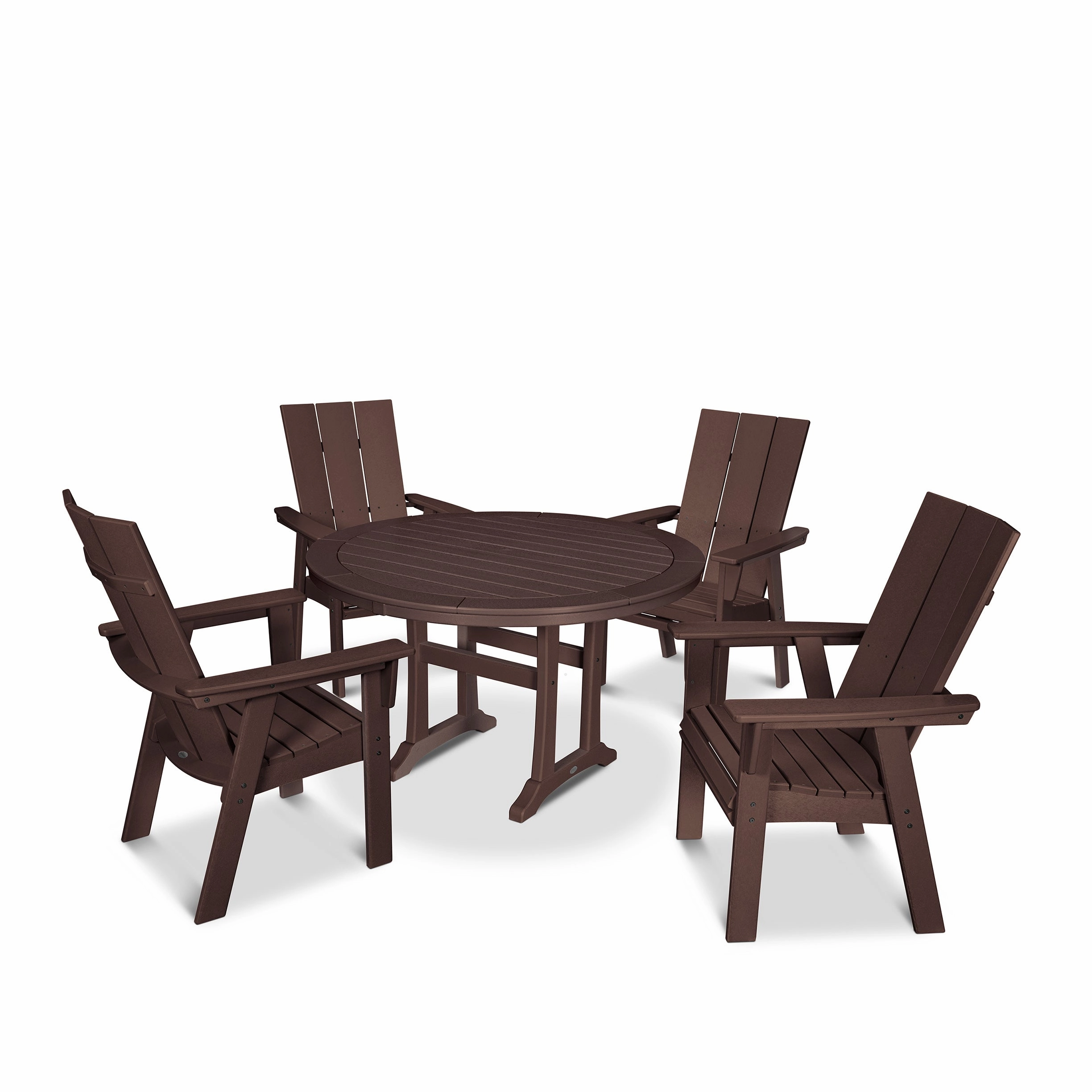 Modern Curveback Adirondack 5-Piece Nautical Trestle Dining Set