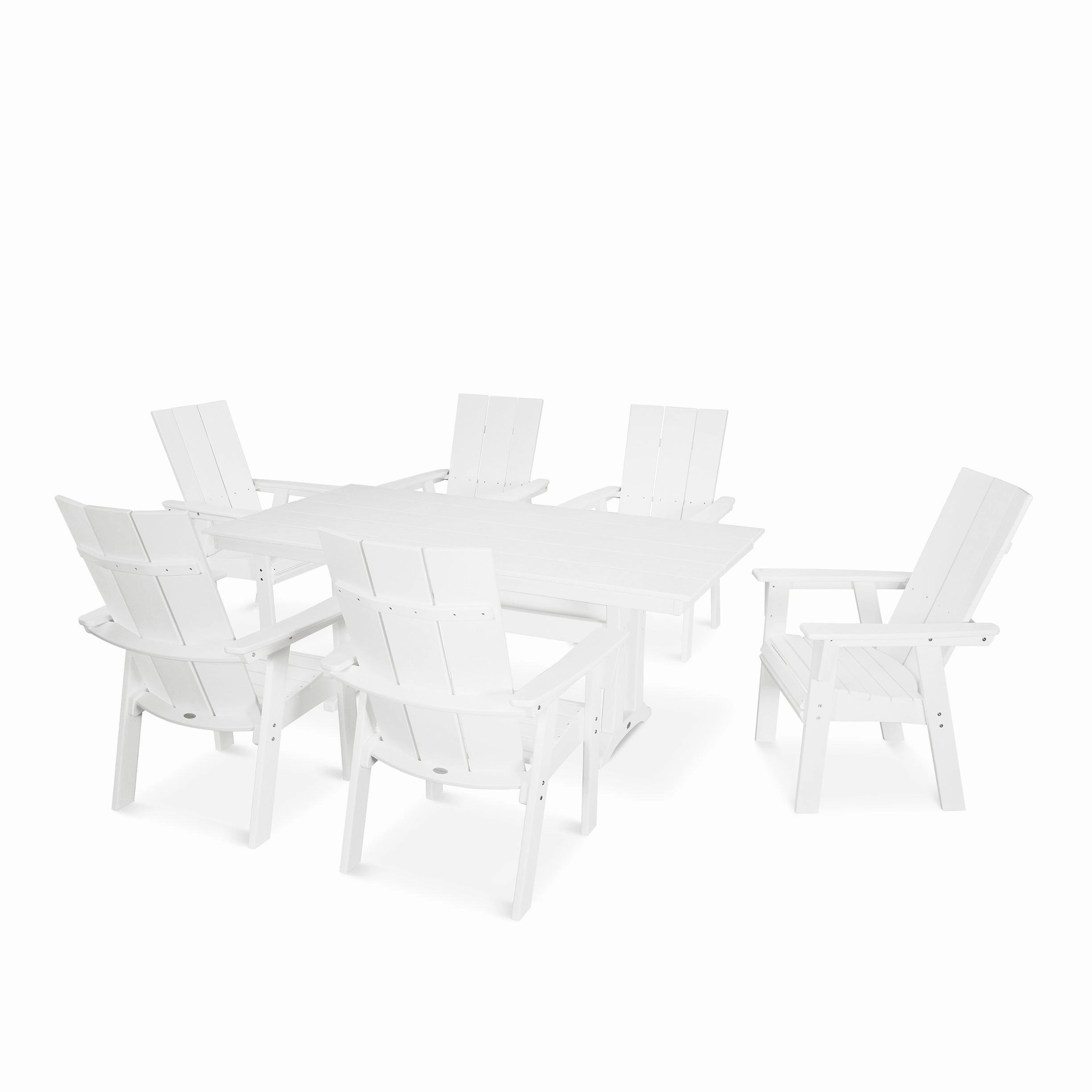 Modern Curveback Adirondack 7-Piece Farmhouse Dining Set with Trestle Legs