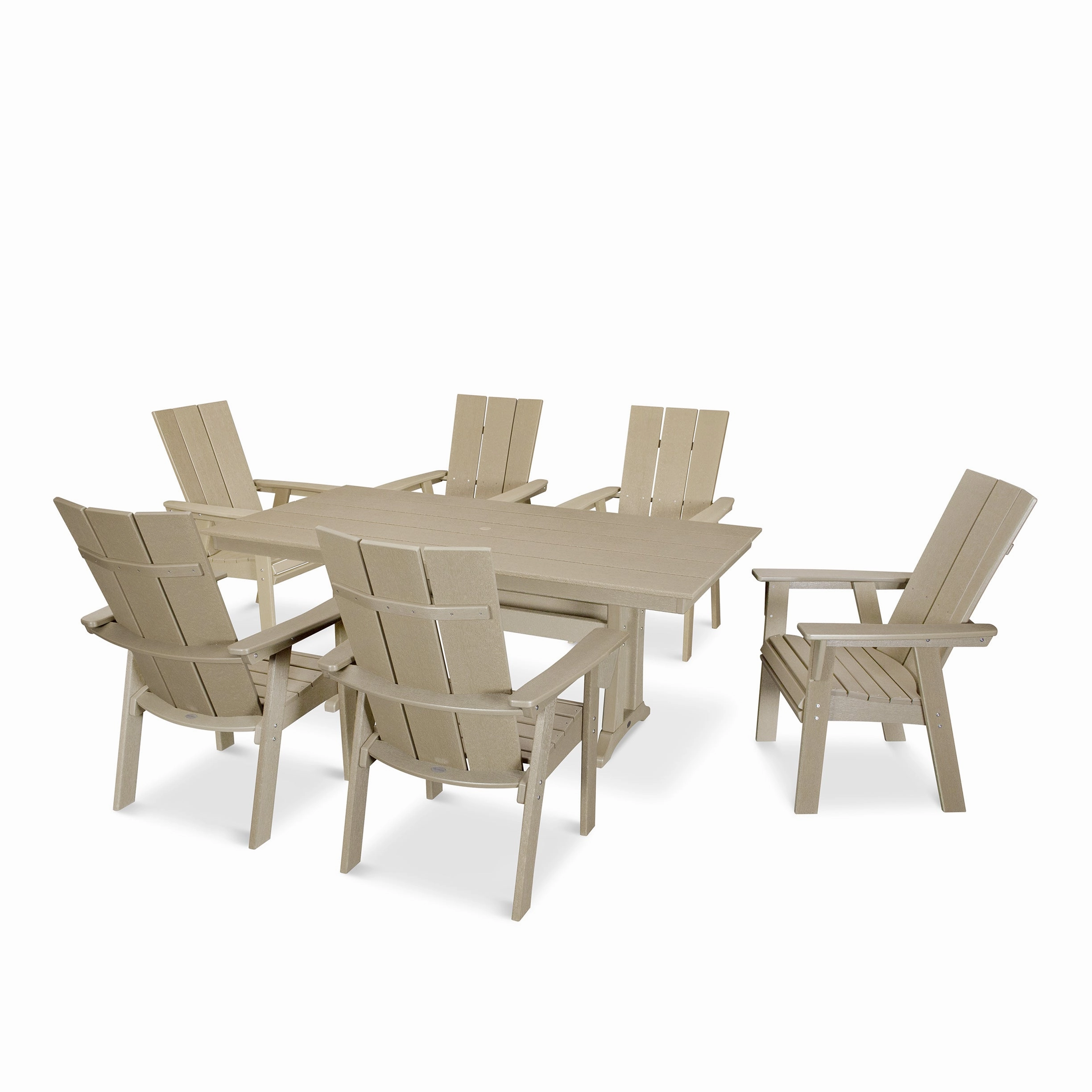Modern Curveback Adirondack 7-Piece Farmhouse Dining Set with Trestle Legs