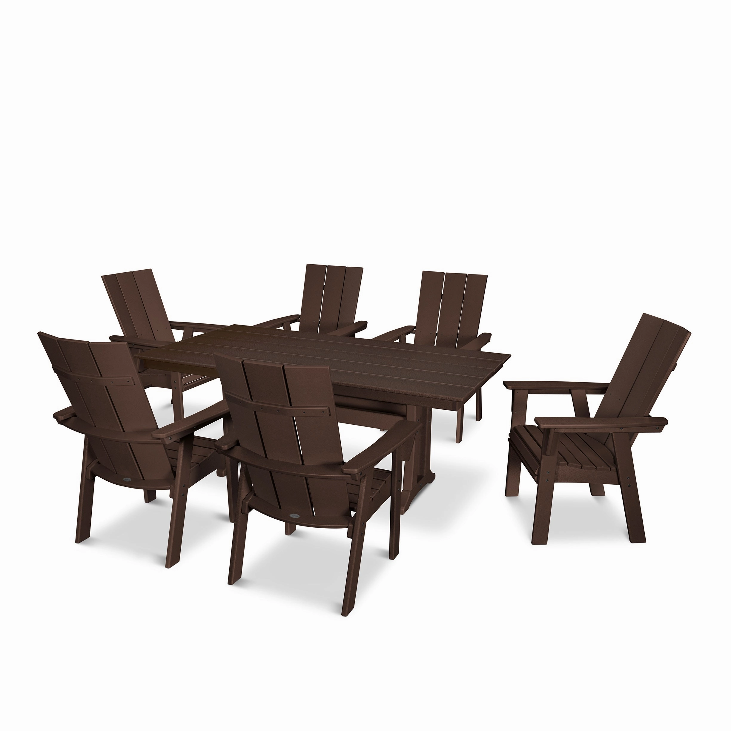 Modern Curveback Adirondack 7-Piece Farmhouse Dining Set with Trestle Legs
