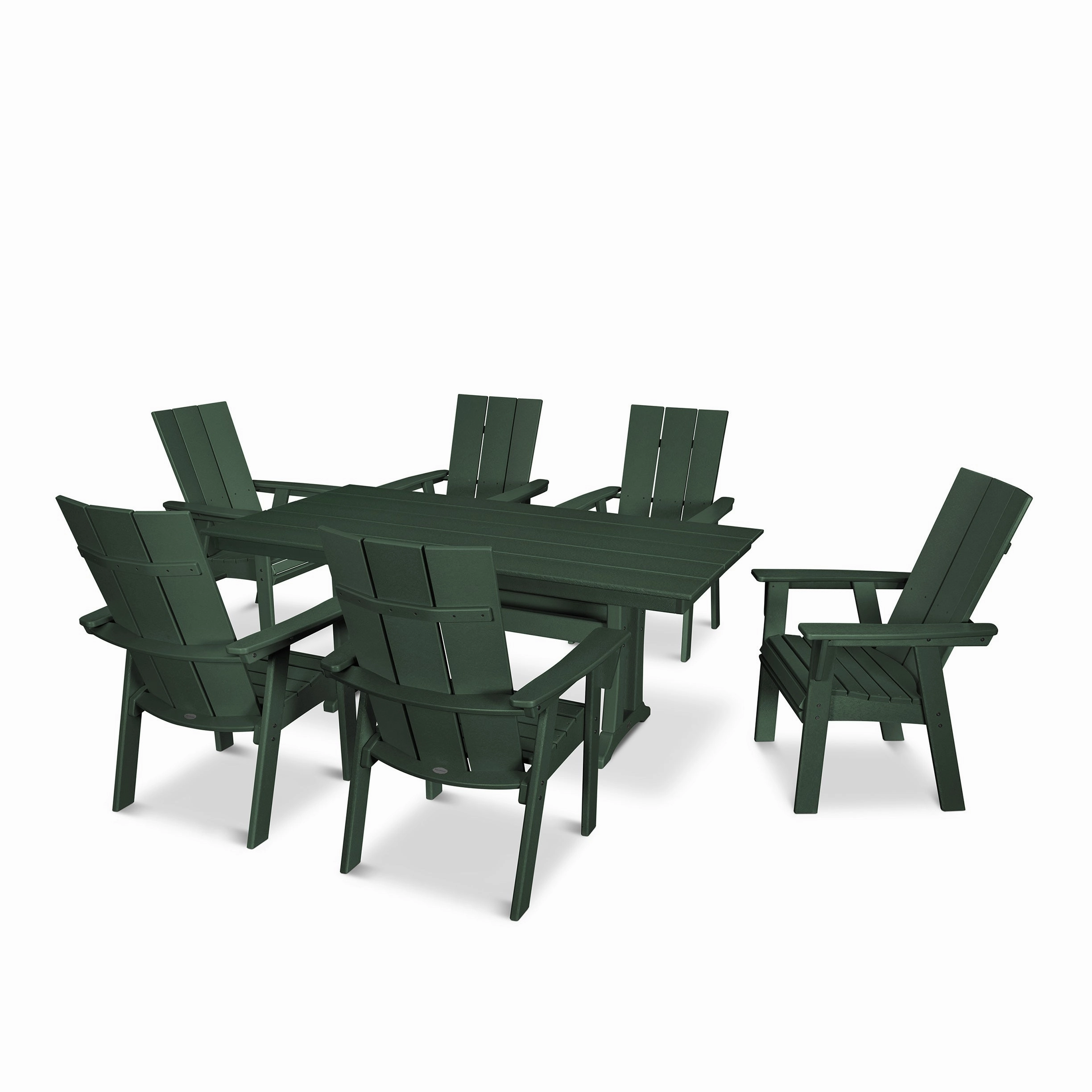 Modern Curveback Adirondack 7-Piece Farmhouse Dining Set with Trestle Legs