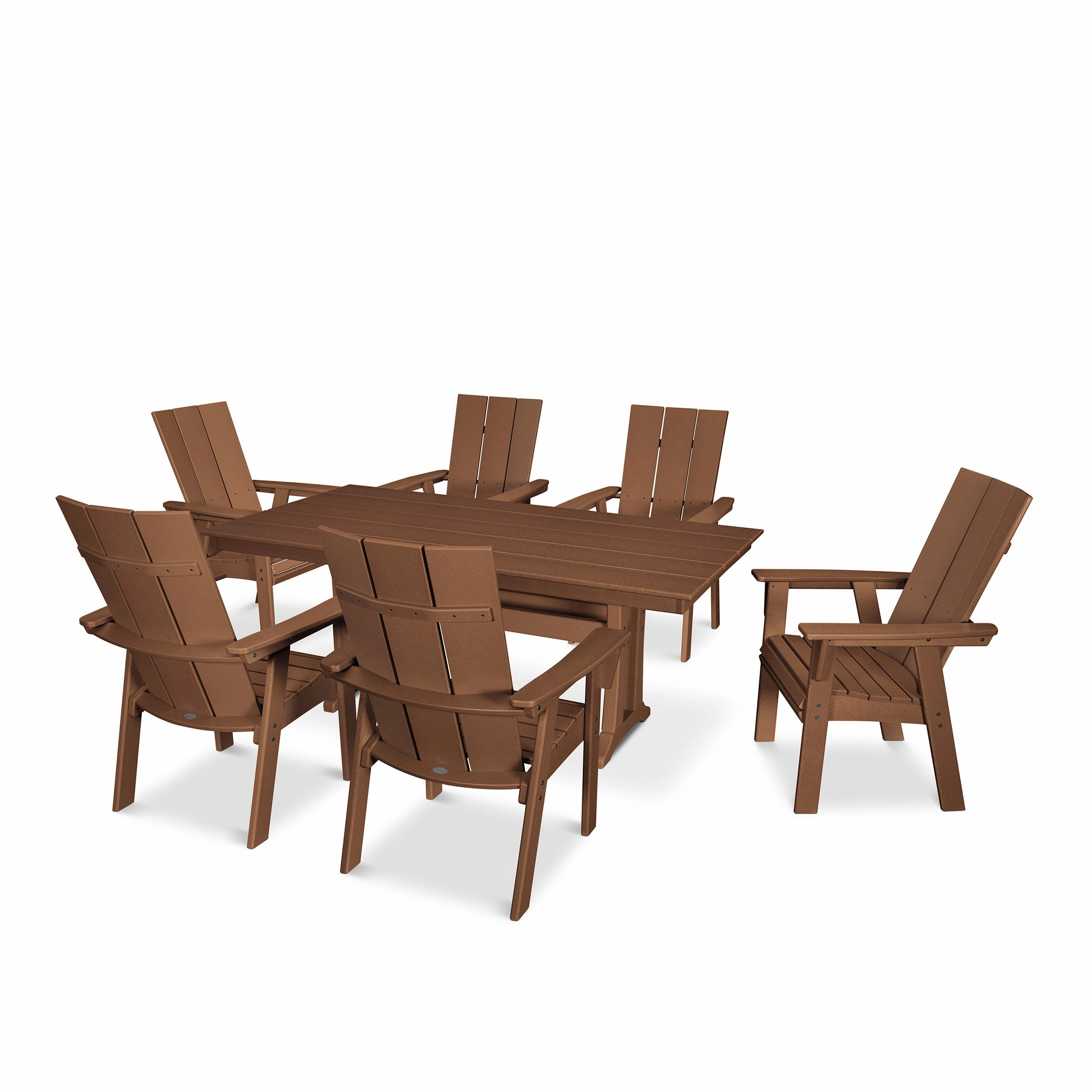 Modern Curveback Adirondack 7-Piece Farmhouse Dining Set with Trestle Legs