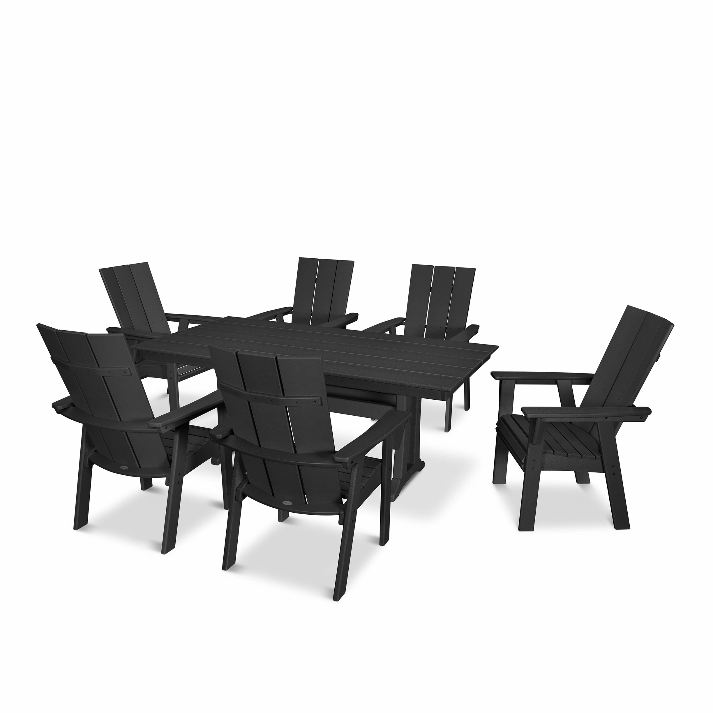 Modern Curveback Adirondack 7-Piece Farmhouse Dining Set with Trestle Legs