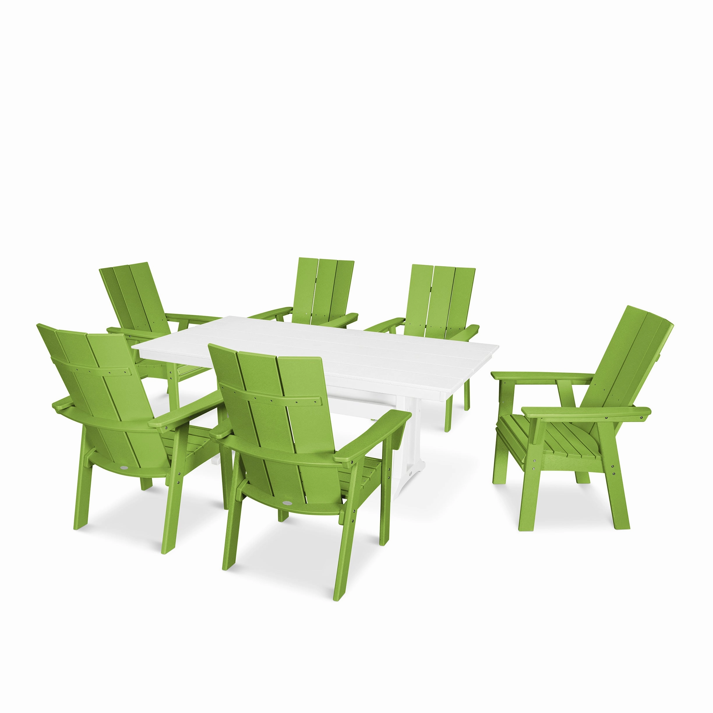 Modern Curveback Adirondack 7-Piece Farmhouse Dining Set with Trestle Legs