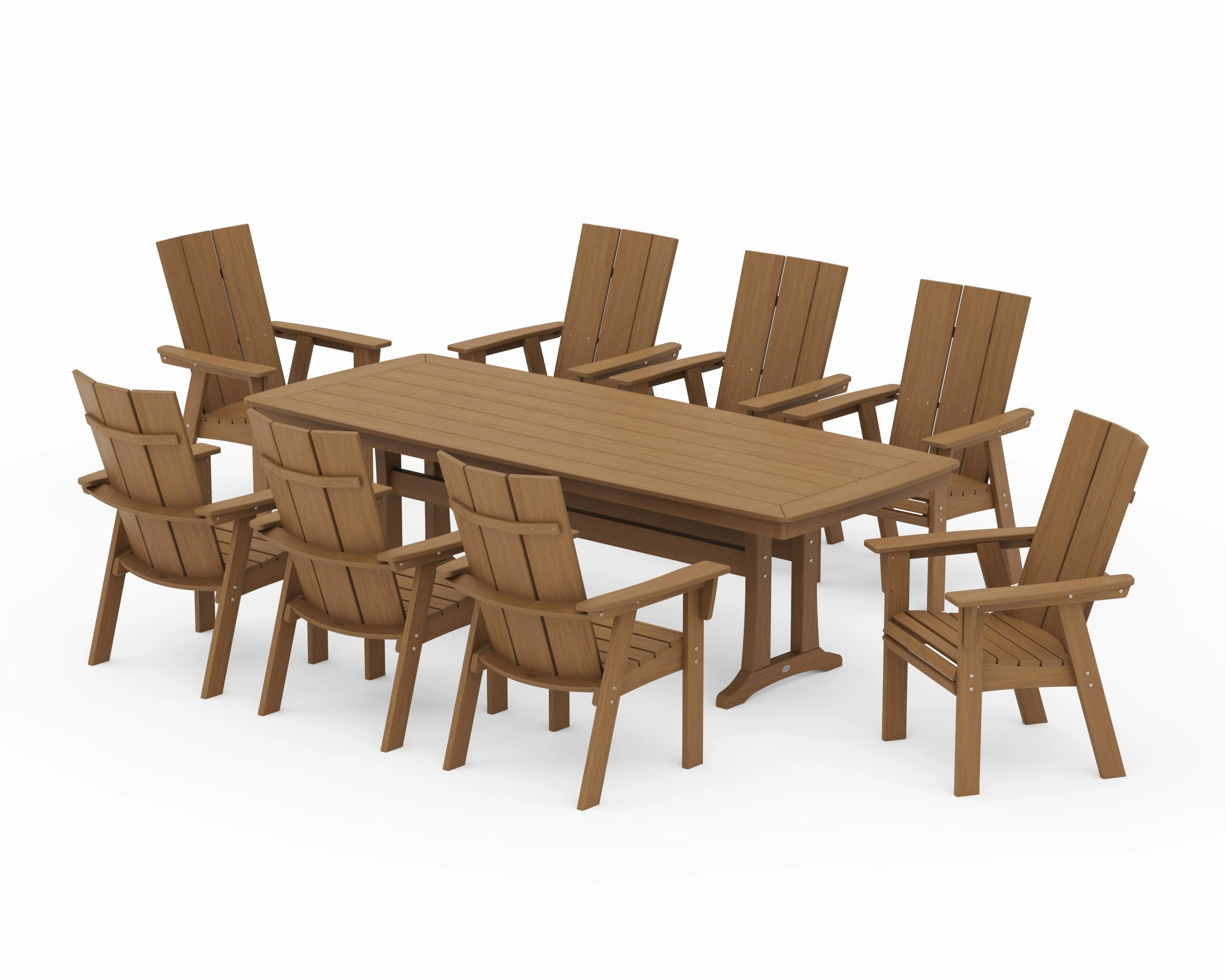 Modern Curveback Adirondack 9-Piece Dining Set with Trestle Legs
