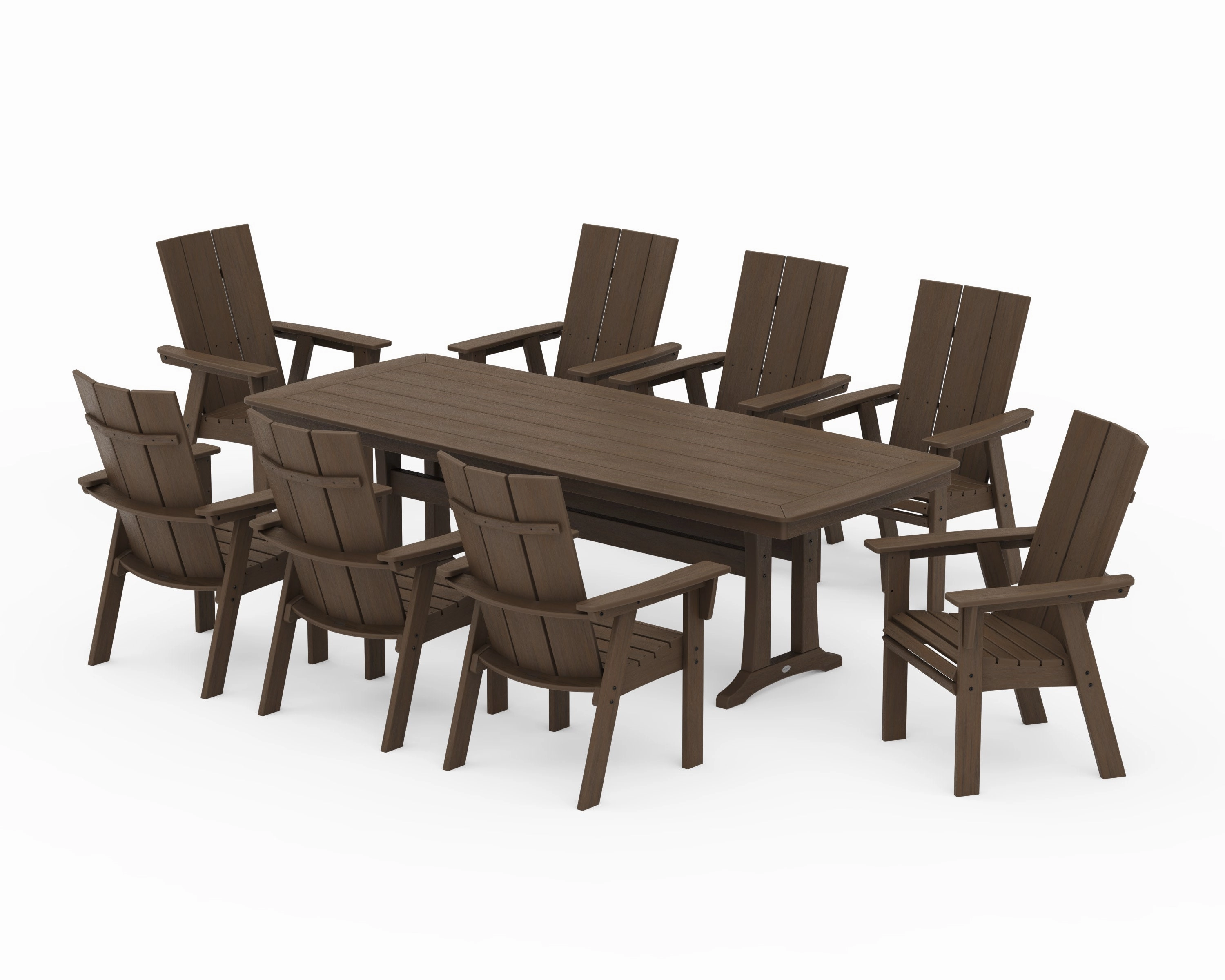 Modern Curveback Adirondack 9-Piece Dining Set with Trestle Legs