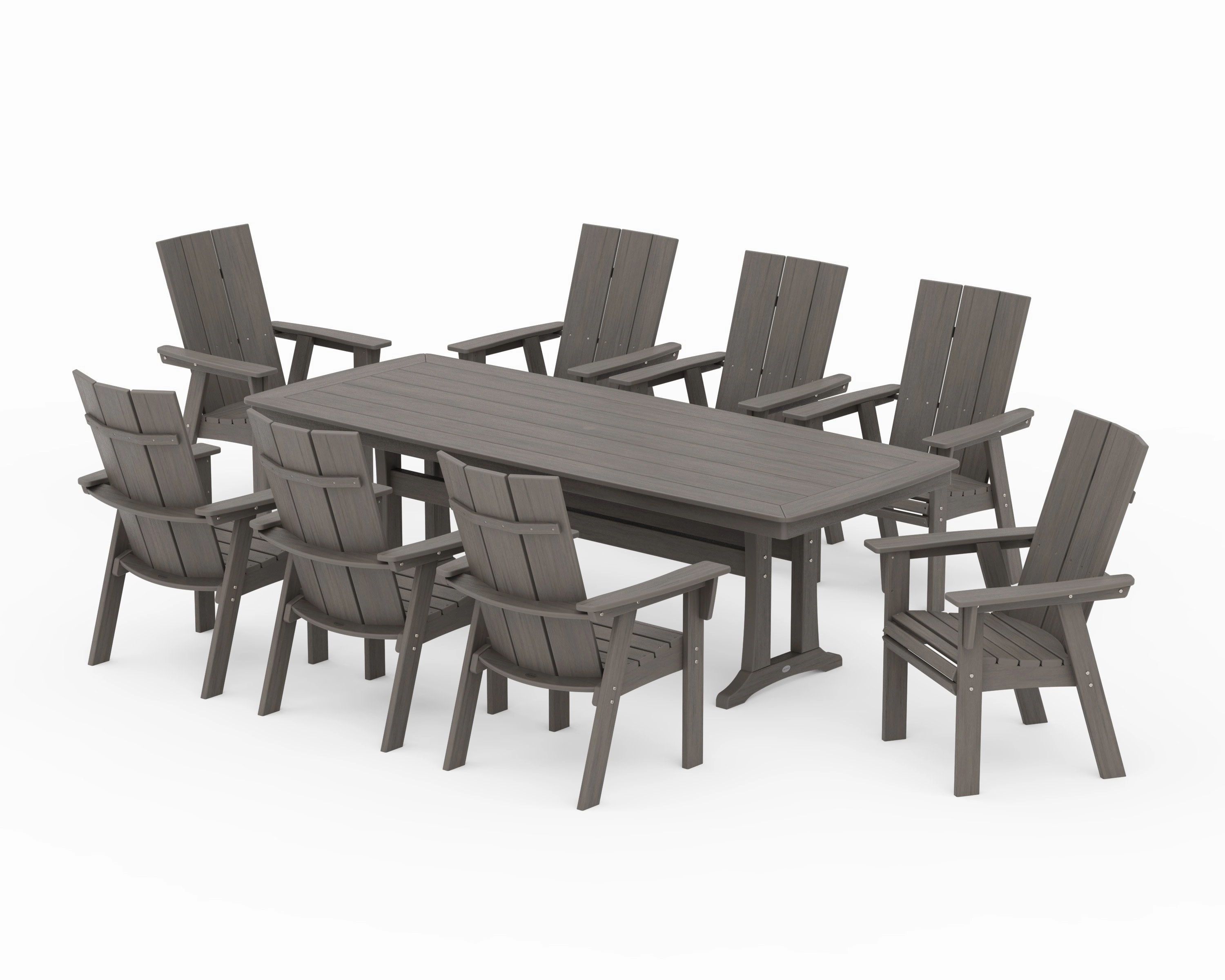 Modern Curveback Adirondack 9-Piece Dining Set with Trestle Legs